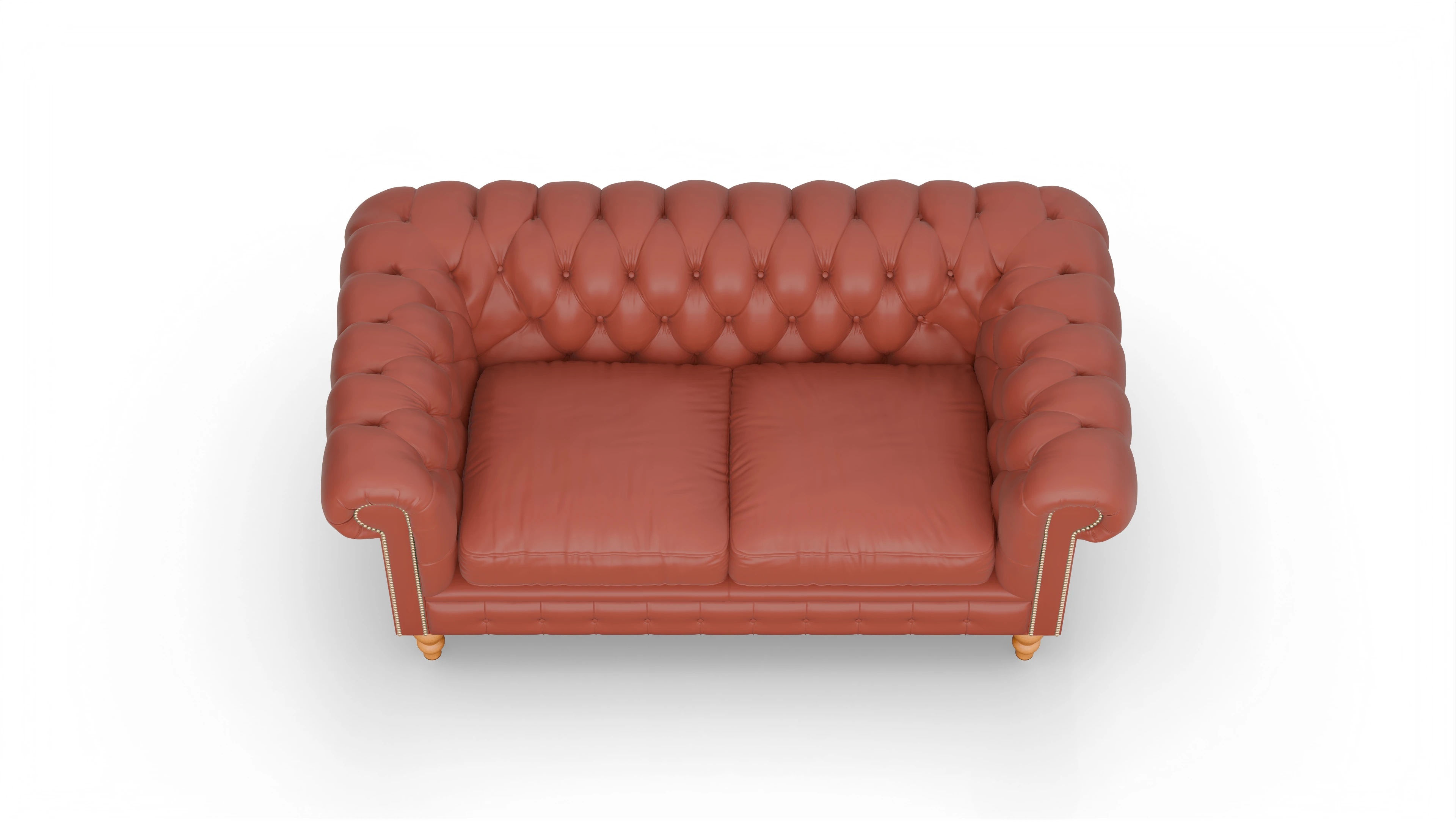 Chesterfield Sofa Russel Ansicht des Produktes Russel 2,5-Sitzer in Leder orange
