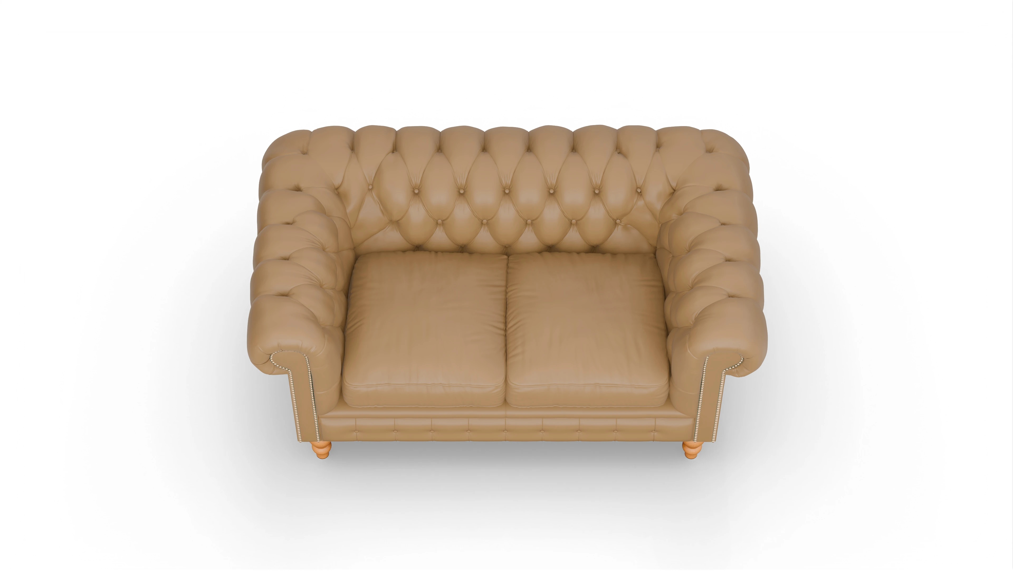 Chesterfield Sofa Russel Ansicht des Produktes Russel 2-Sitzer in Leder gelb