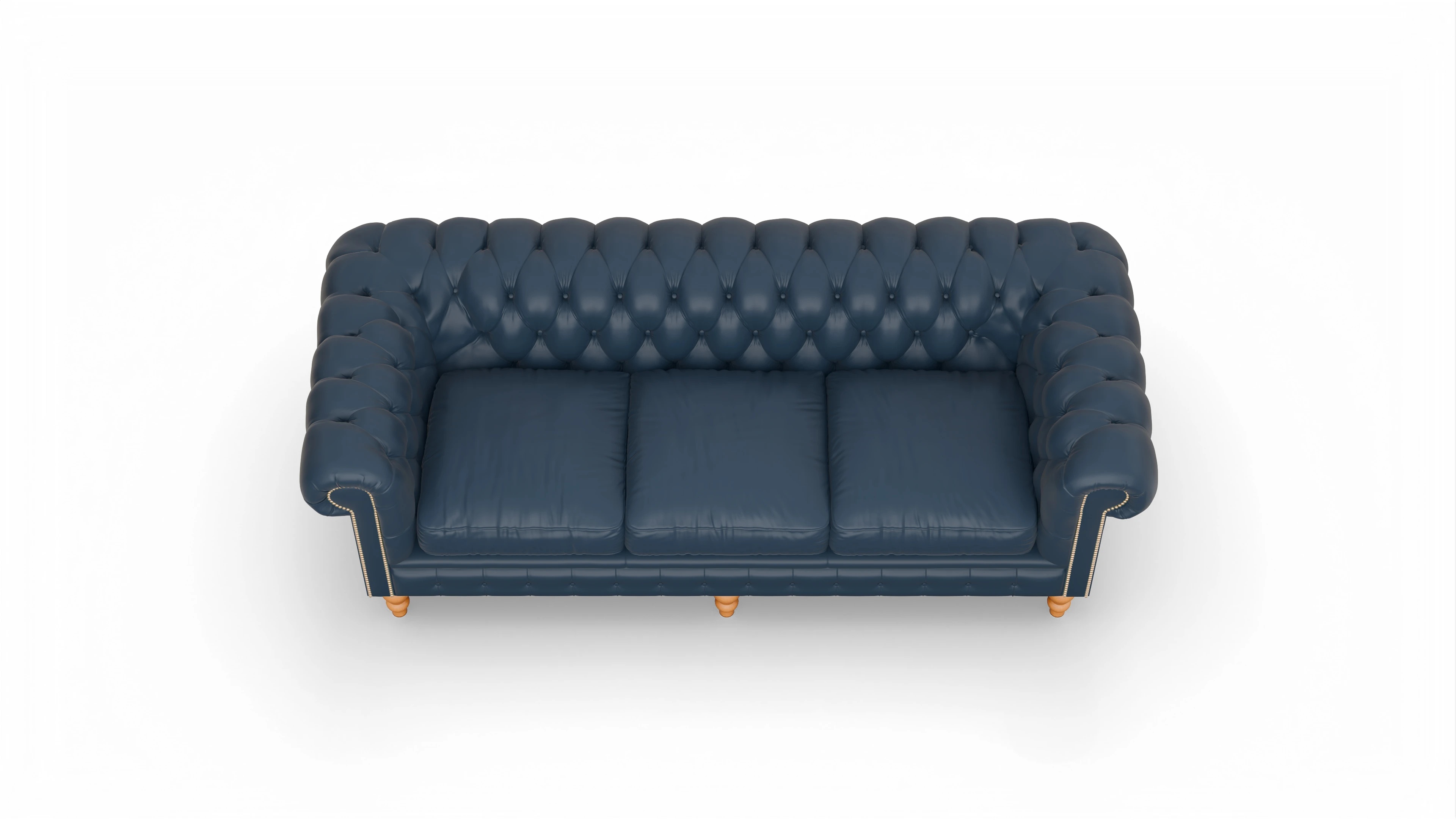 Chesterfield Sofa Russel Ansicht des Produktes Russel 3,5-Sitzer in Leder blau