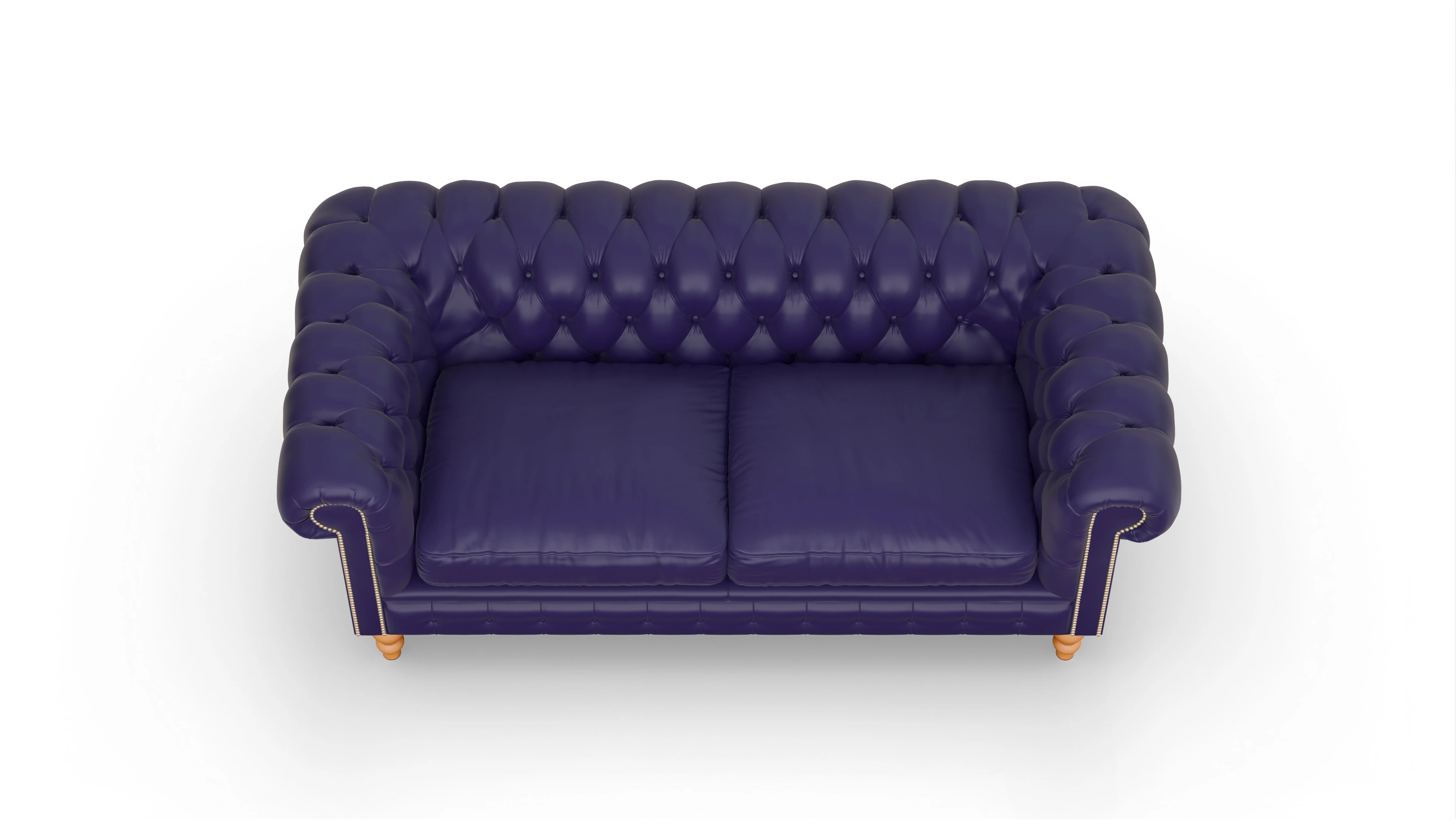 Chesterfield Sofa Russel Ansicht des Produktes Russel 3-Sitzer in Leder blau
