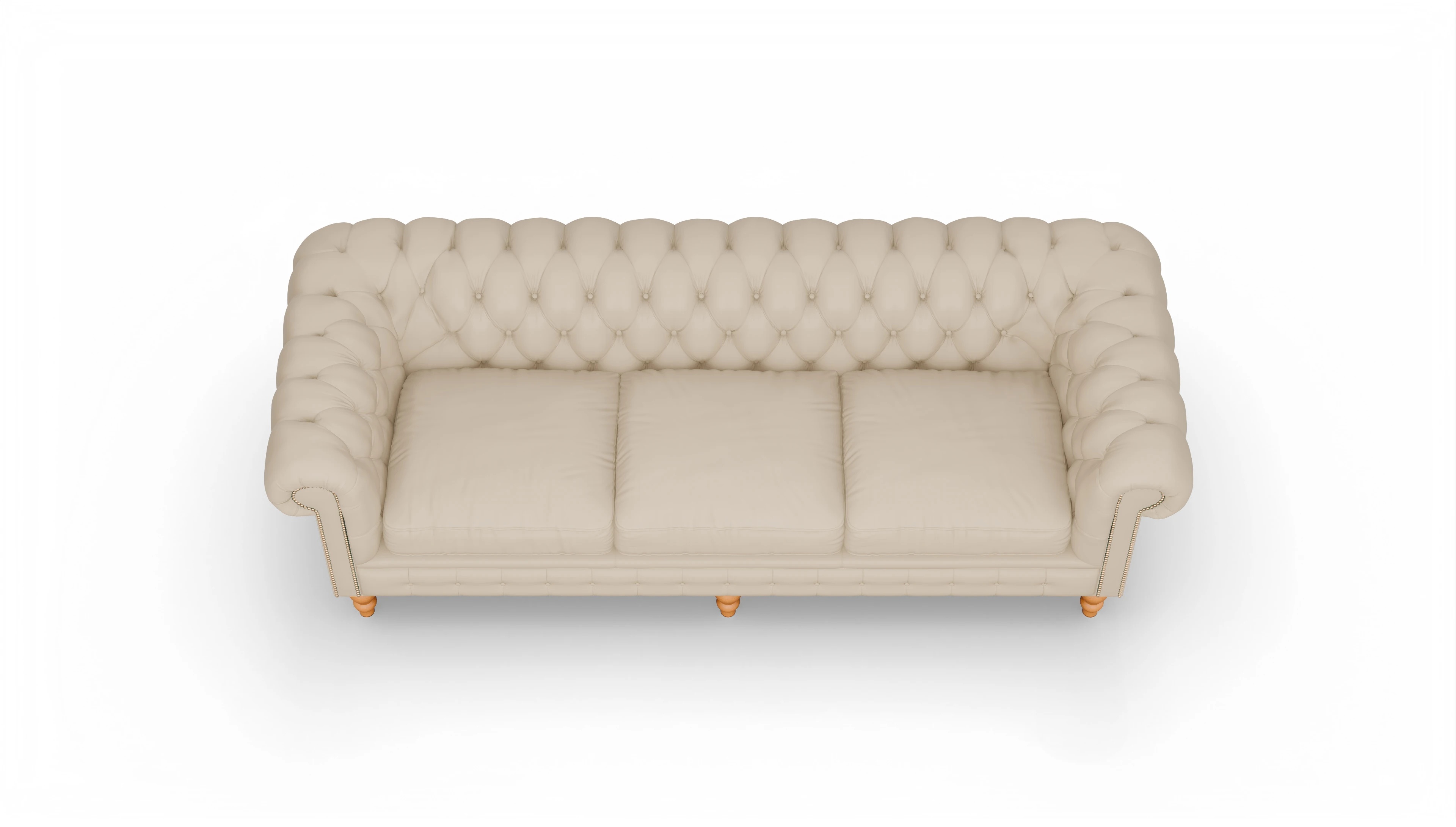 Chesterfield Sofa Russel Ansicht des Produktes Russel 4-Sitzer in Leder beige