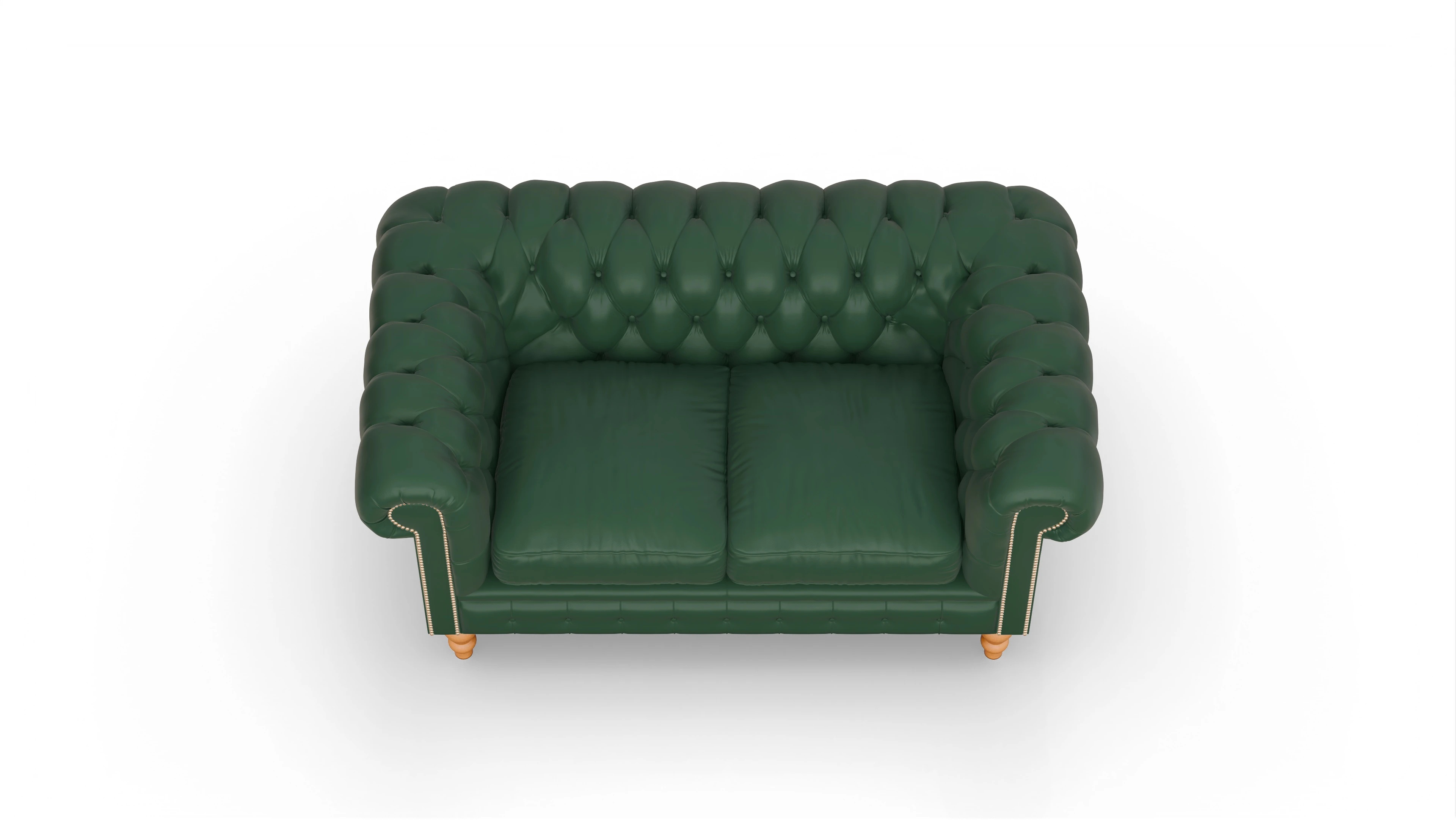 Chesterfield Sofa Russel Ansicht des Produktes Russel 2-Sitzer in Leder grün