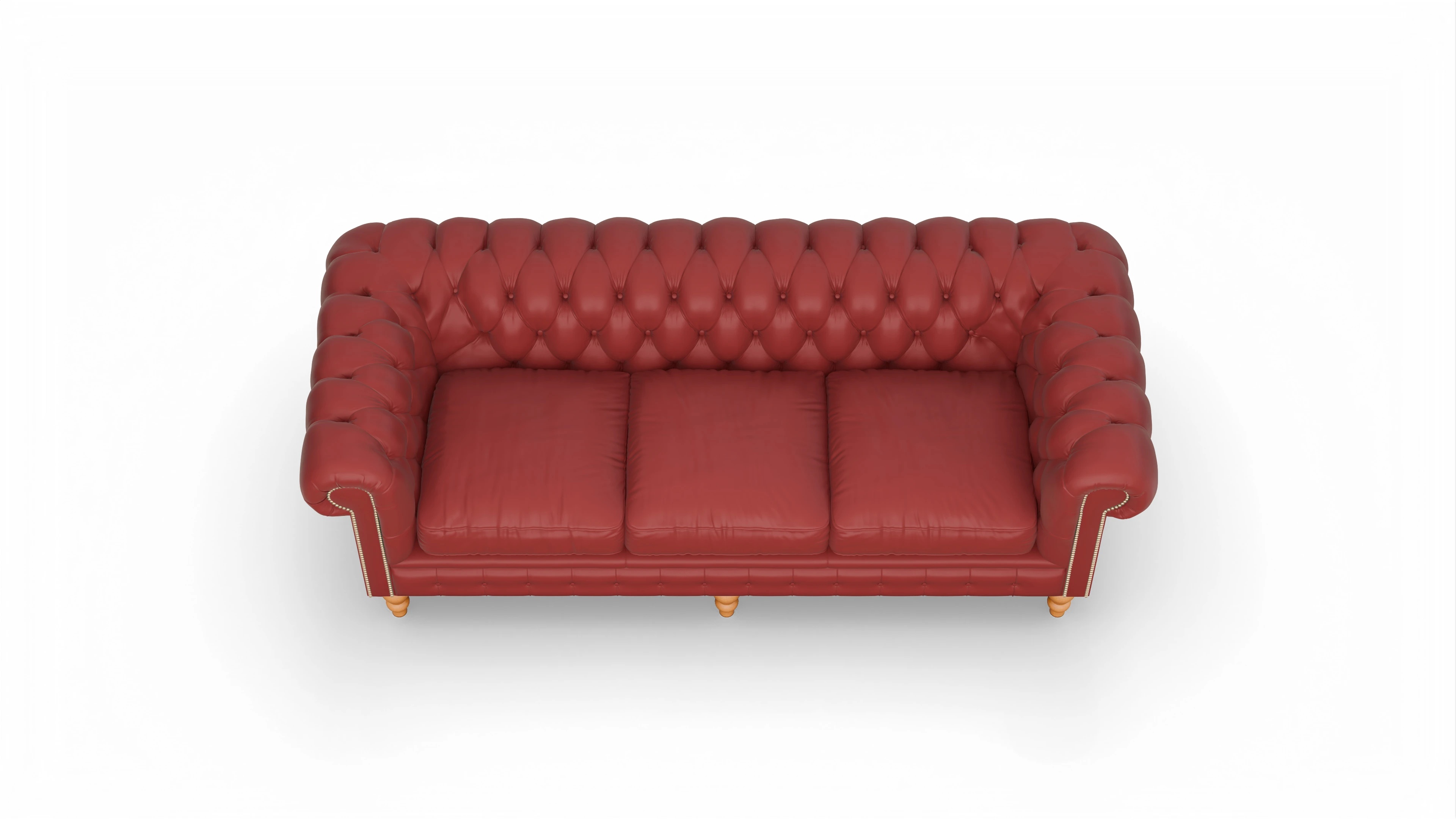Chesterfield Sofa Russel Ansicht des Produktes Russel 3,5-Sitzer in Leder rot