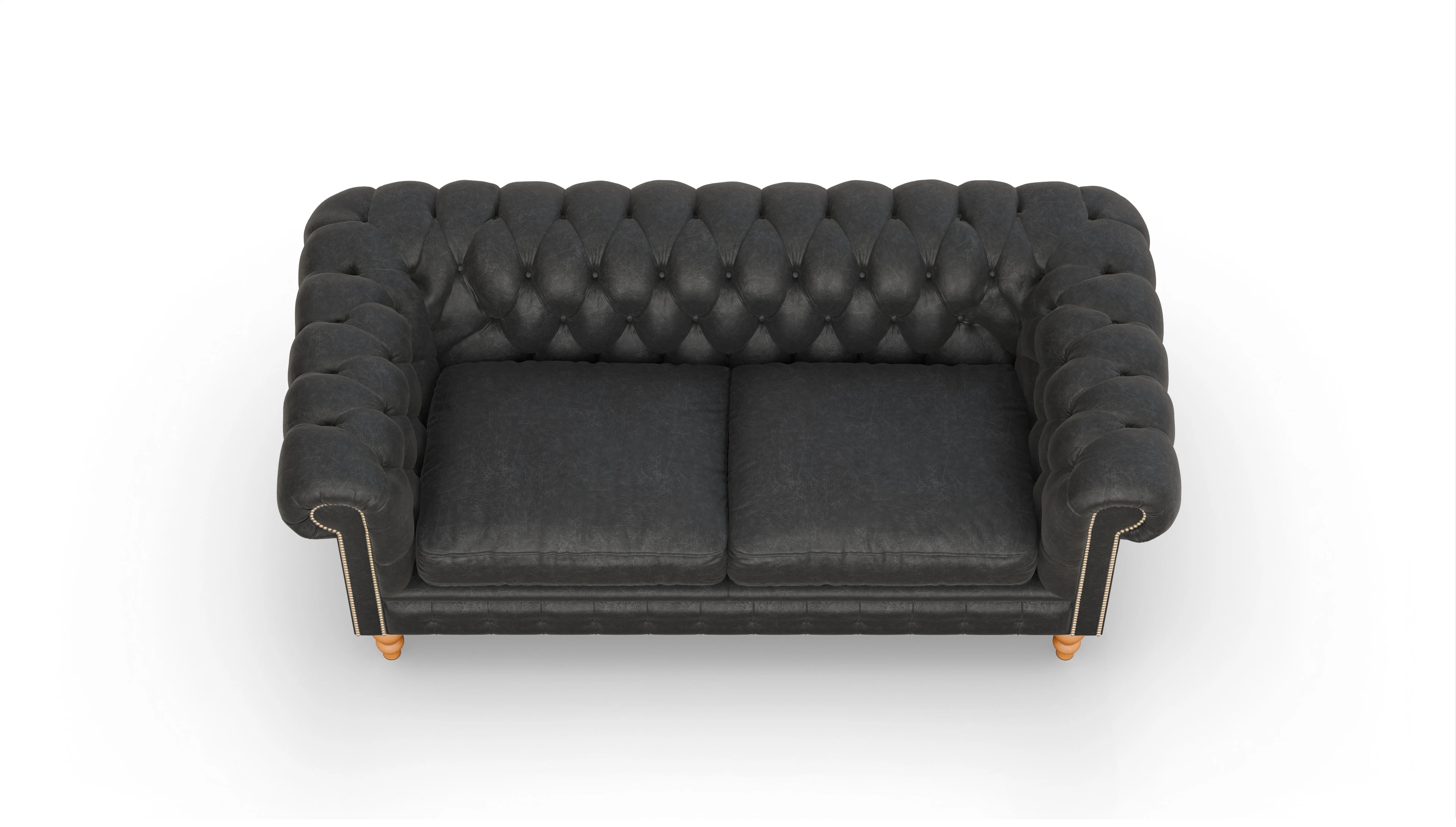 Chesterfield Sofa Russel Ansicht des Produktes Russel 3-Sitzer in Leder schwarz