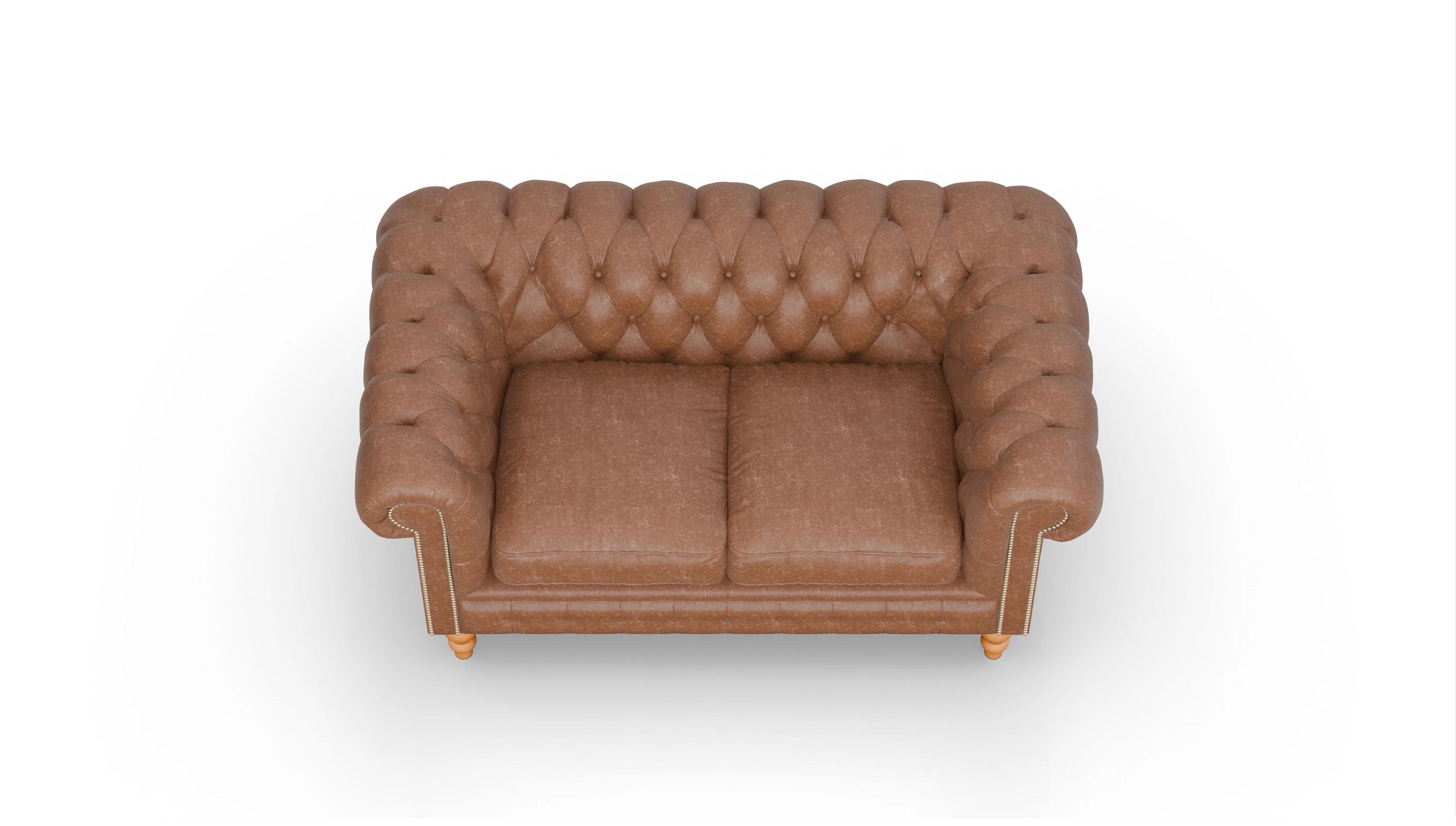 Chesterfield Sofa Russel Ansicht des Produktes Russel 2-Sitzer in Leder braun