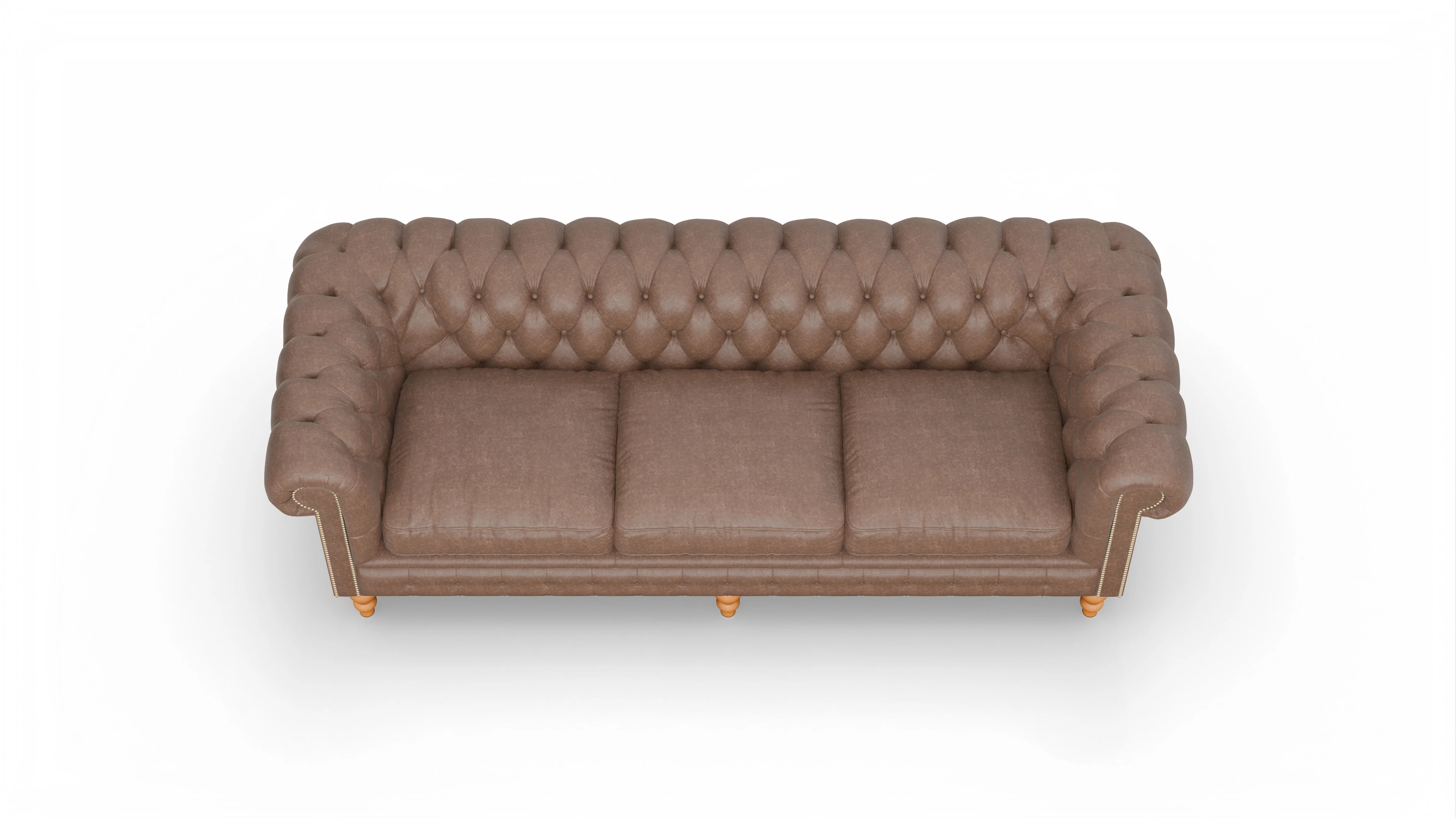 Chesterfield Sofa Russel Ansicht des Produktes Russel 4-Sitzer in Leder braun