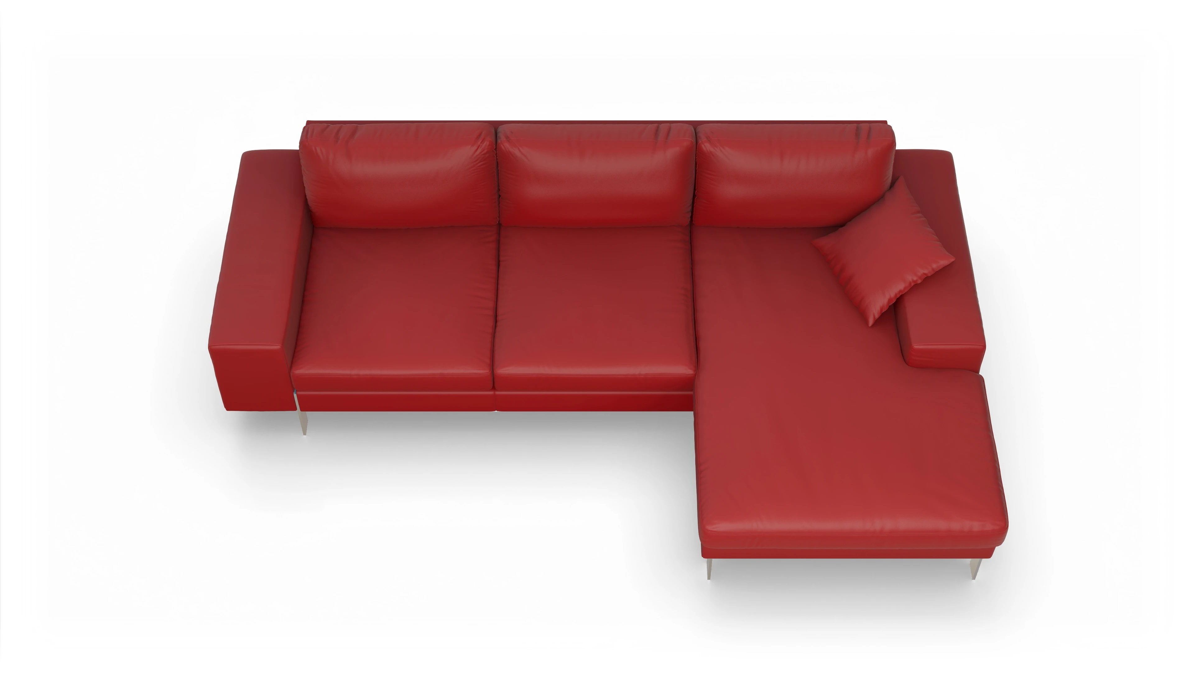 Ansicht des Produktes Catoira Sofa mit Rec rechts in Leder rot