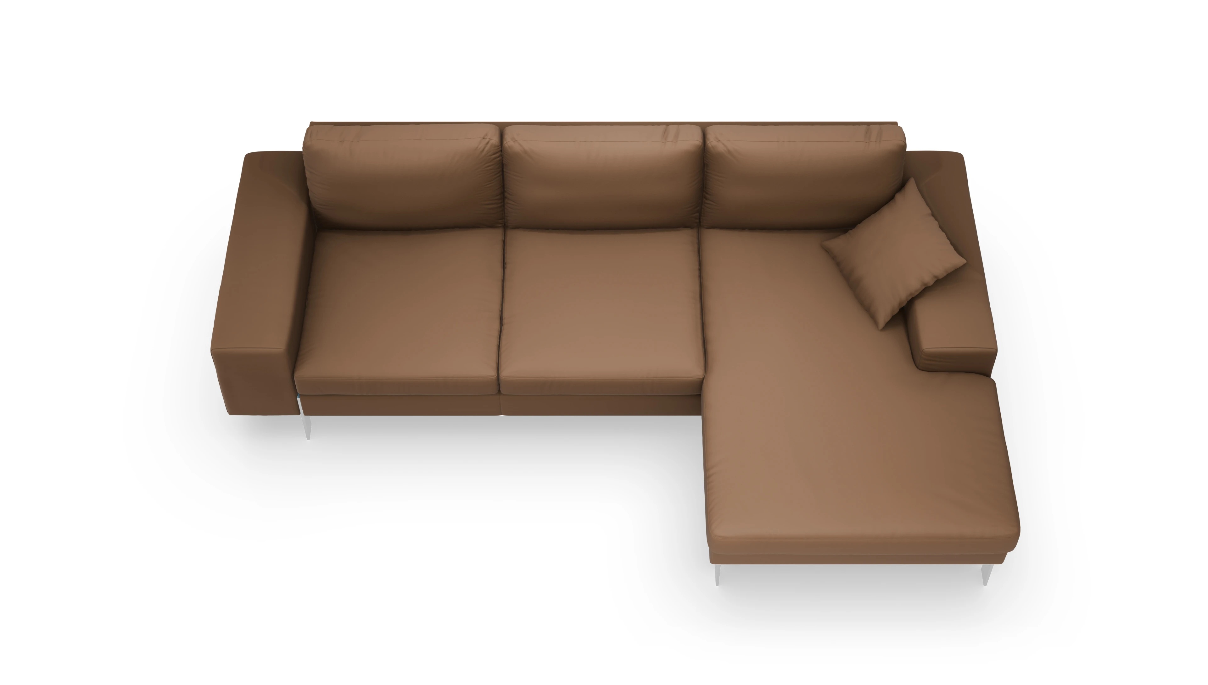 Catoira Ledersofa Ansicht des Produktes Catoira Sofa mit Rec rechts in Leder braun