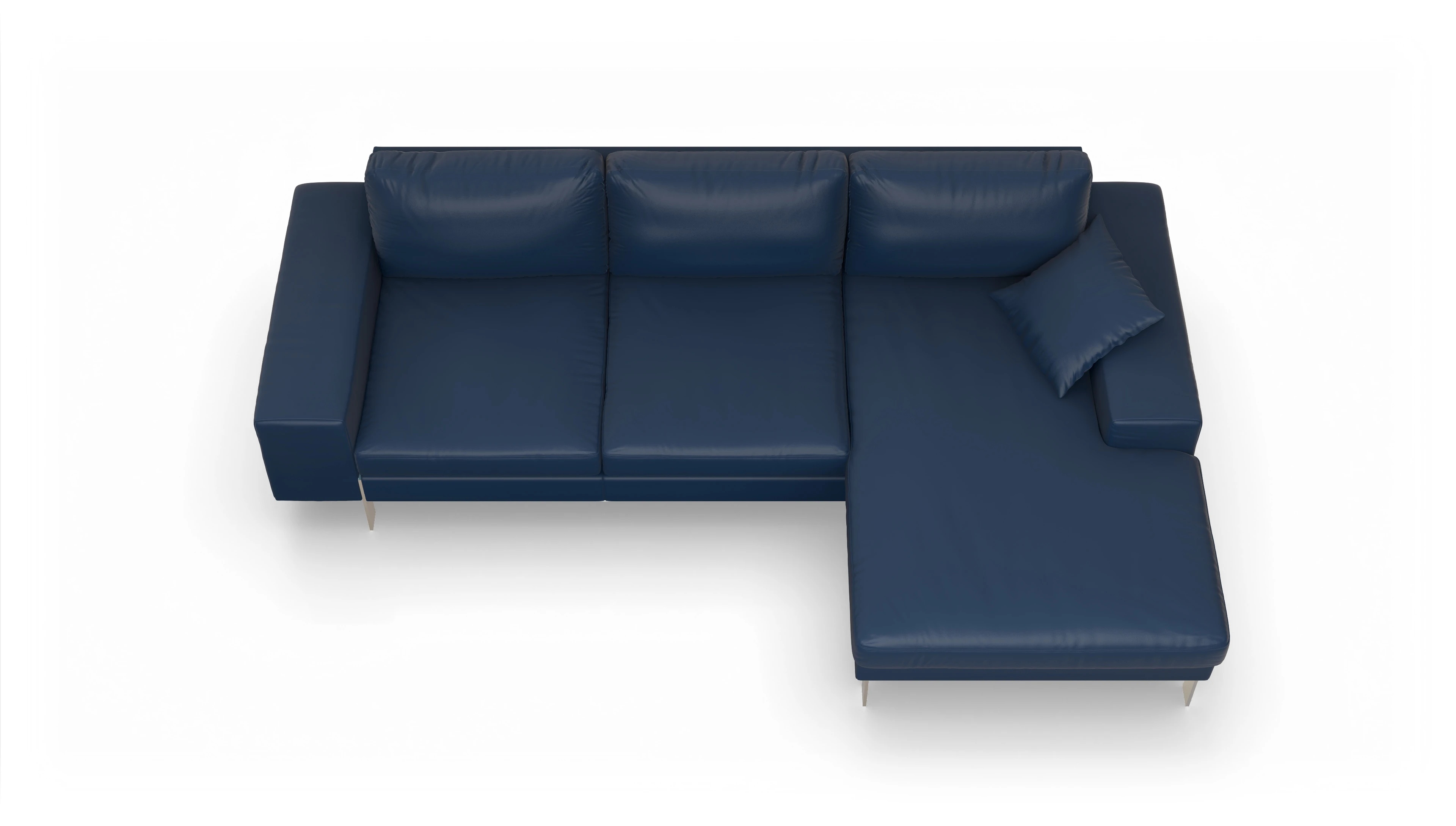 Ansicht des Produktes Catoira Sofa mit Rec rechts in Leder blau