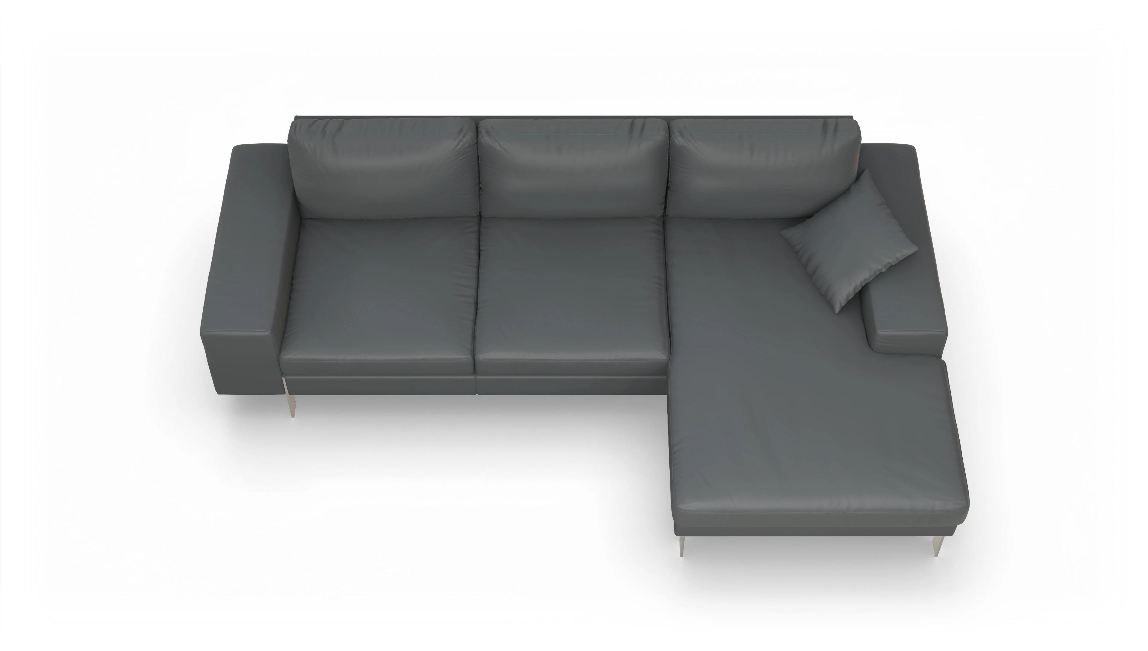 Ansicht des Produktes Catoira Sofa mit Rec rechts in Leder grau