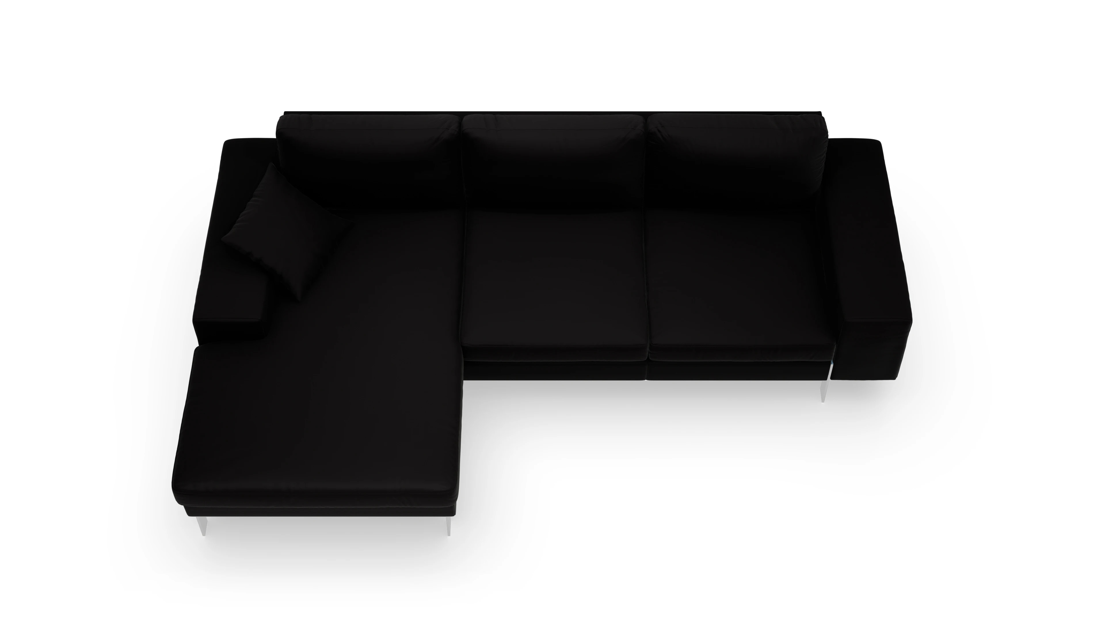 Catoira Ledersofa Ansicht des Produktes Catoira Sofa mit Rec links in Leder schwarz