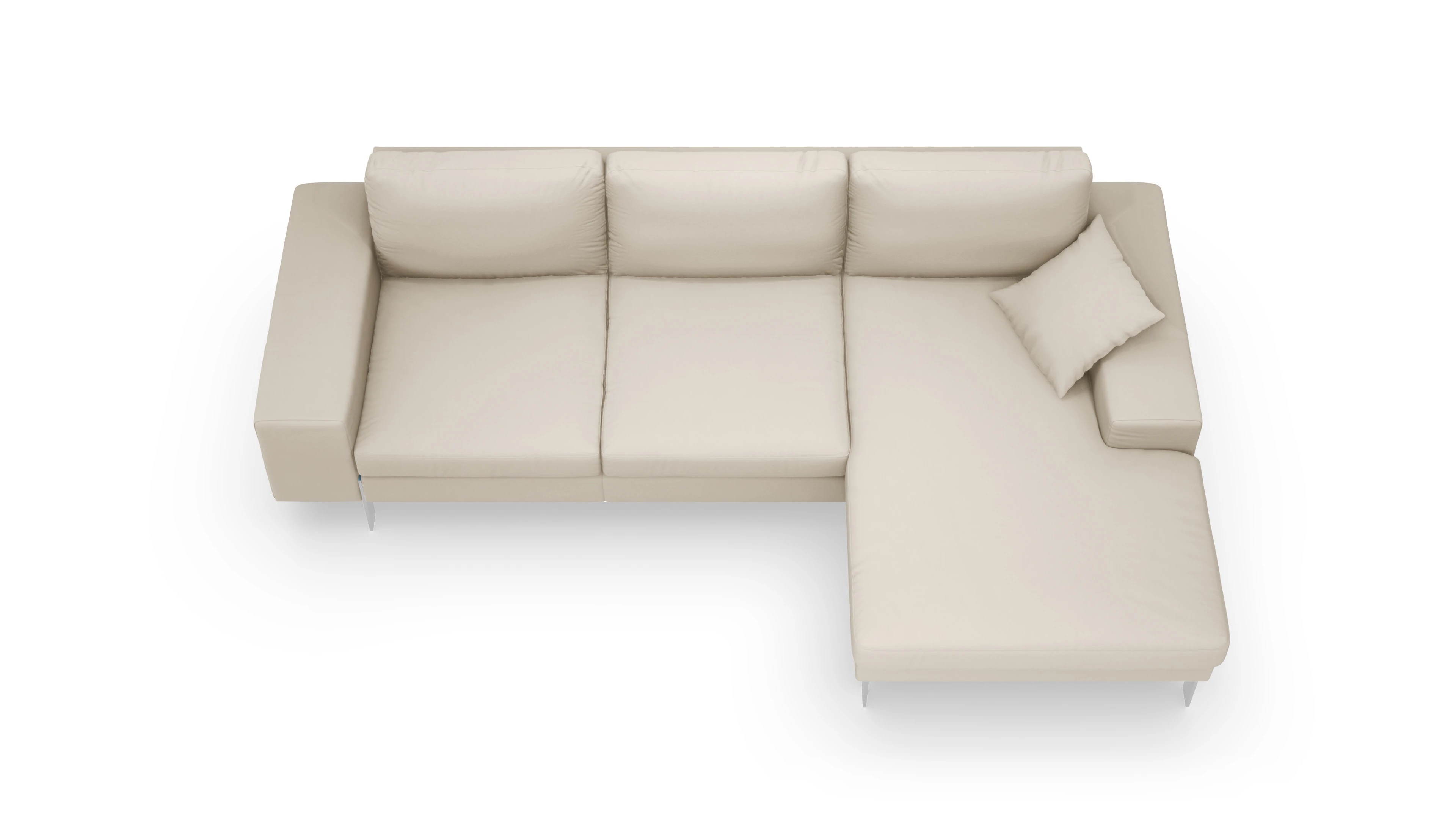 Ansicht des Produktes Catoira Sofa mit Rec rechts in Leder beige
