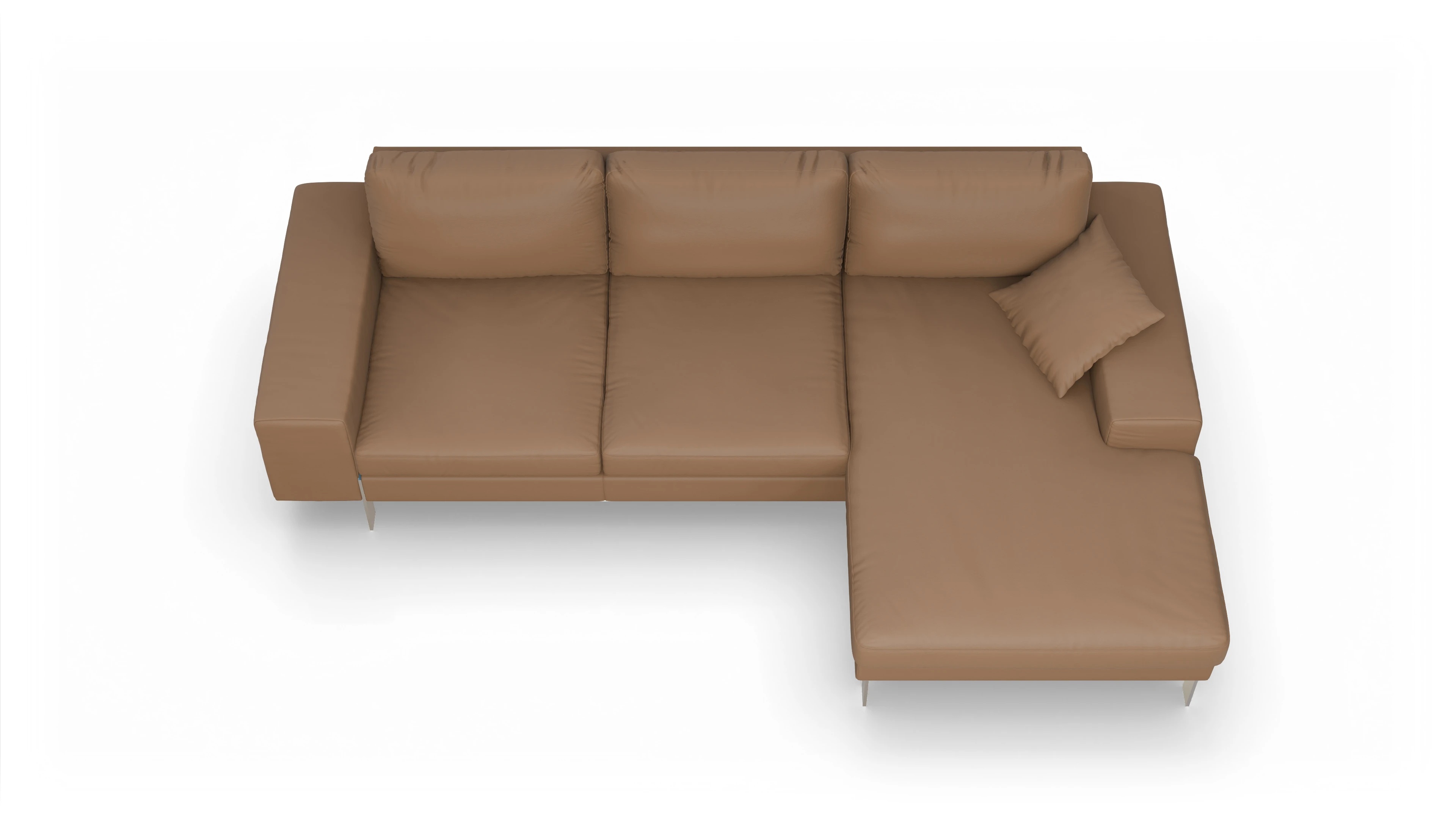 Ansicht des Produktes Catoira Sofa mit Rec rechts in Leder braun