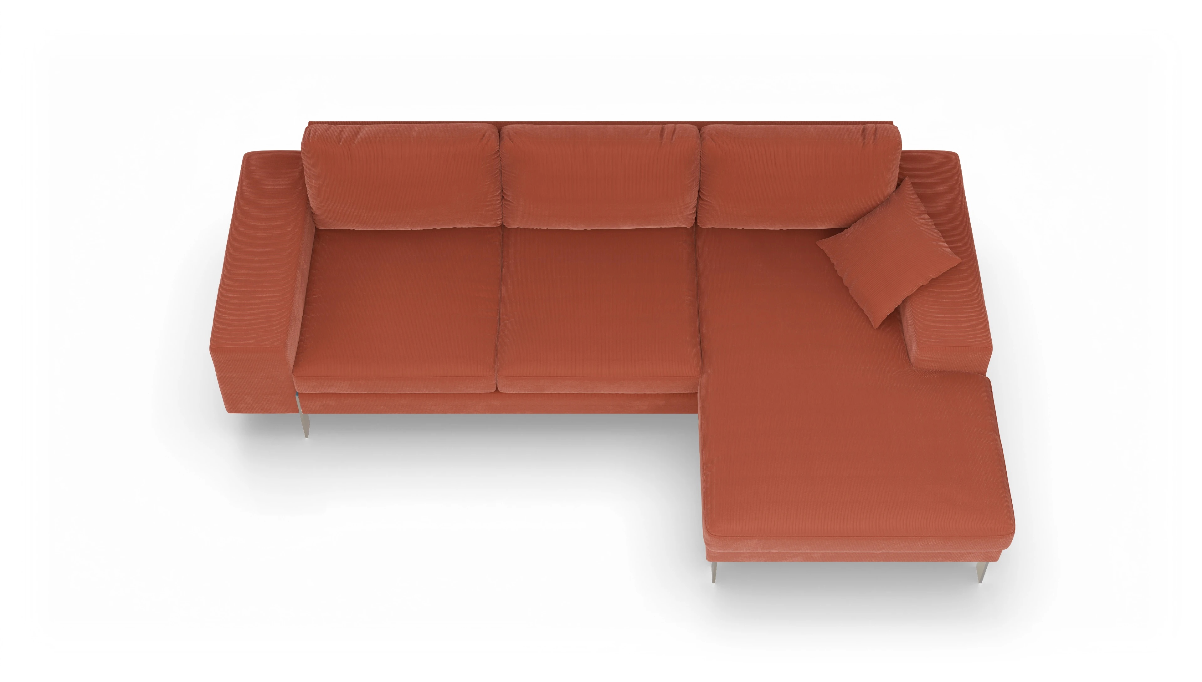 Ansicht des Produktes Catoira Sofa mit Rec rechts in Cord orange