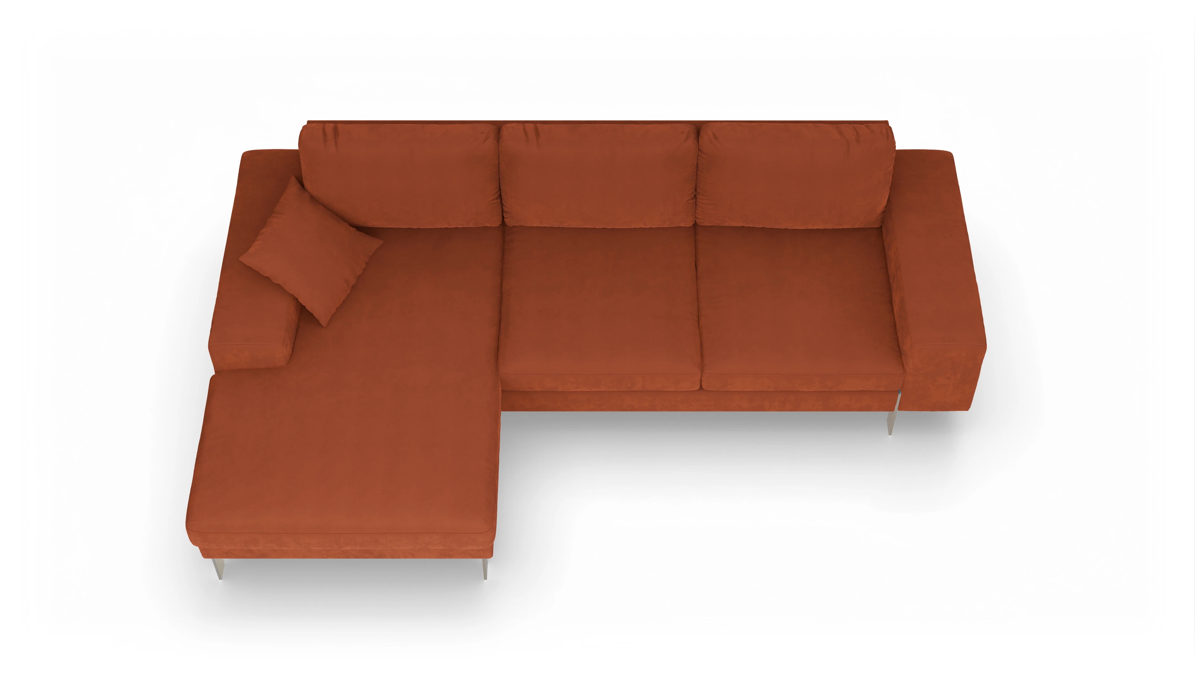 Ansicht des Produktes Catoira Sofa mit Rec links in Samt orange