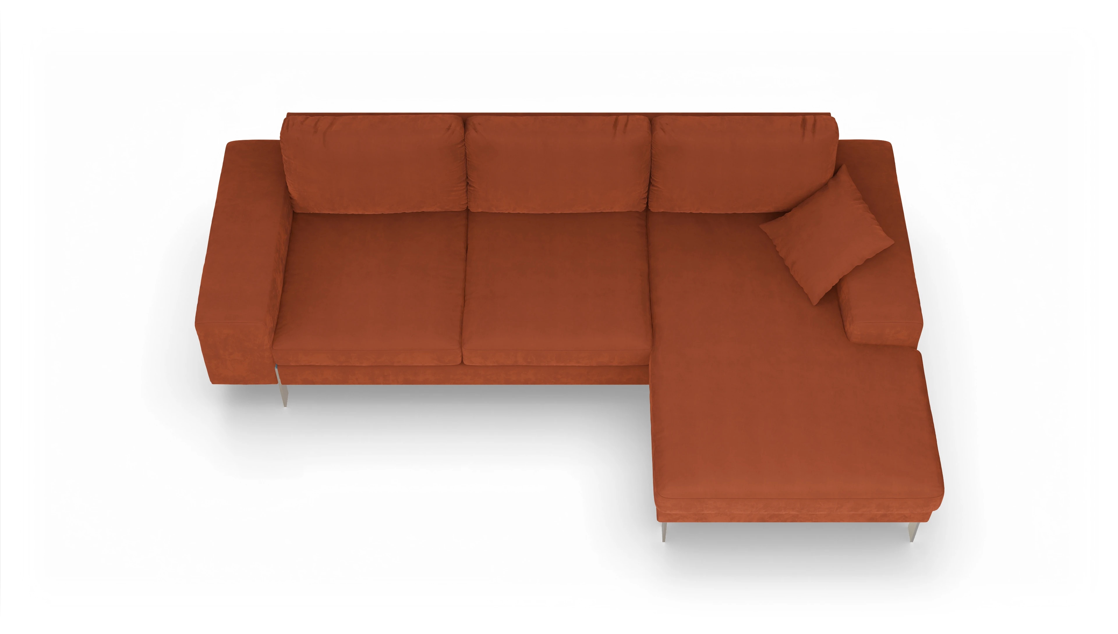 Ansicht des Produktes Catoira Sofa mit Rec rechts in Samt orange