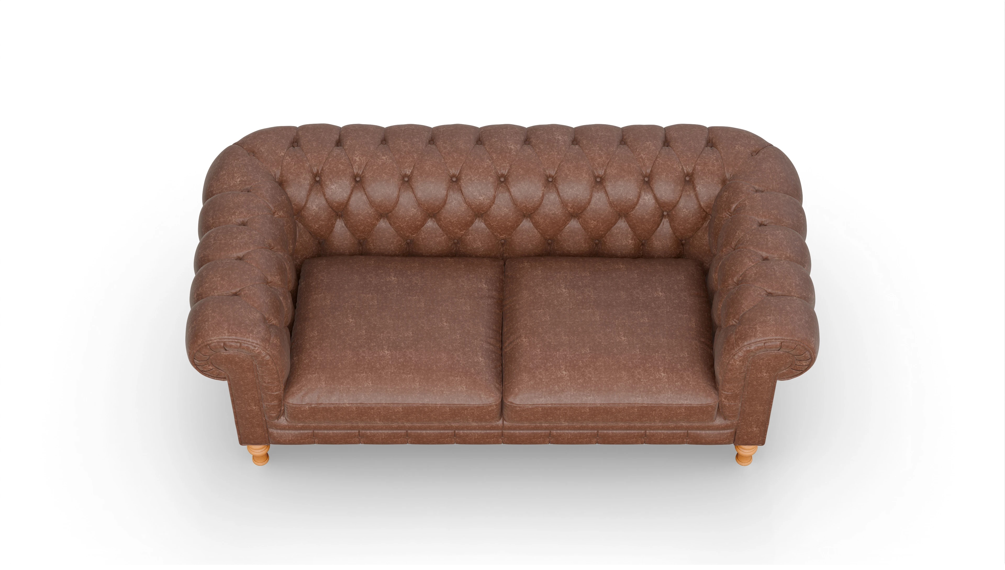 Chesterfield Sofa Countess Ansicht des Produktes Countess 2-Sitzer in Leder braun