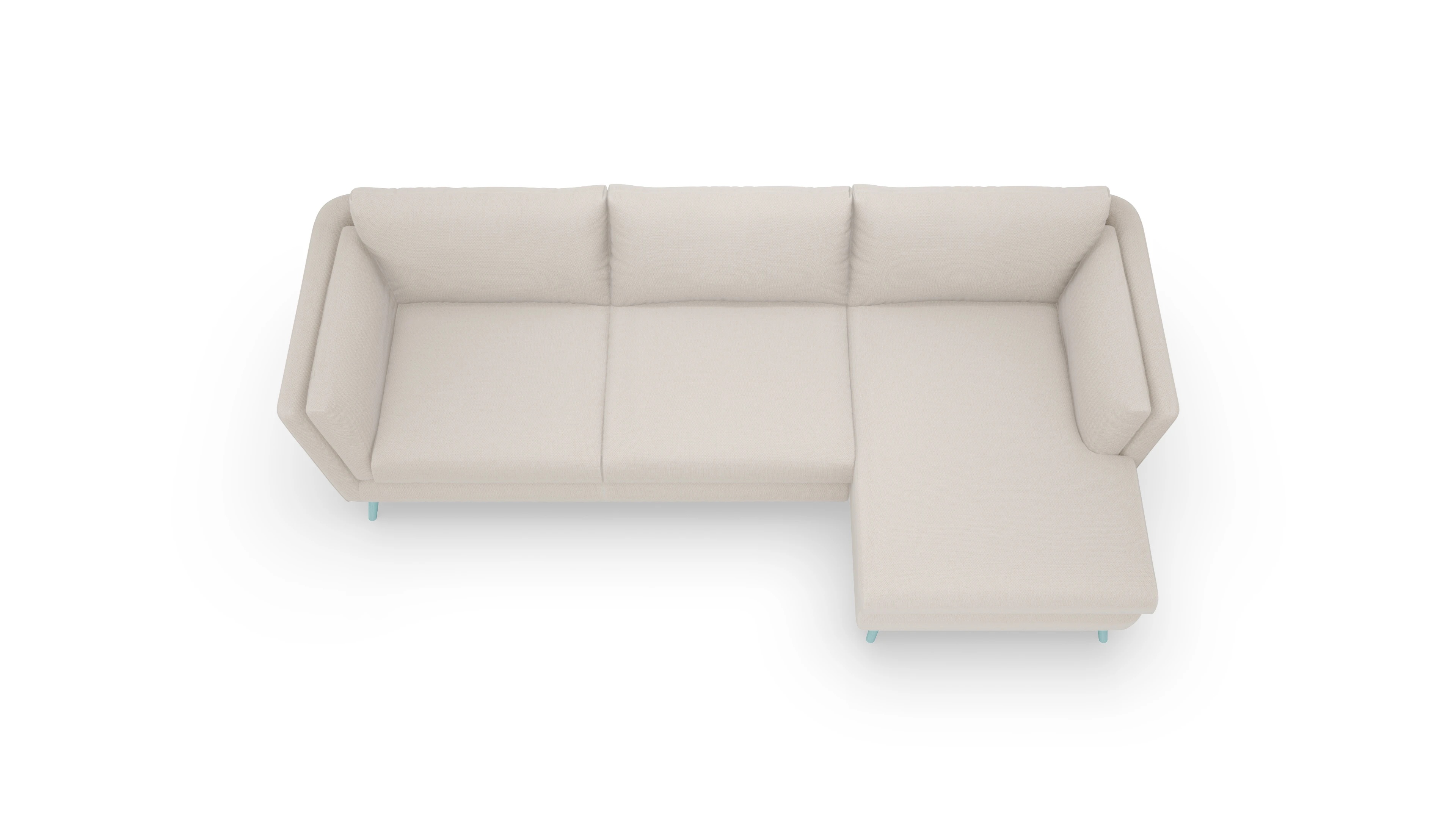 Ansicht des Produktes Sira Sofa mit Ottomane rechts in Stoff weiß