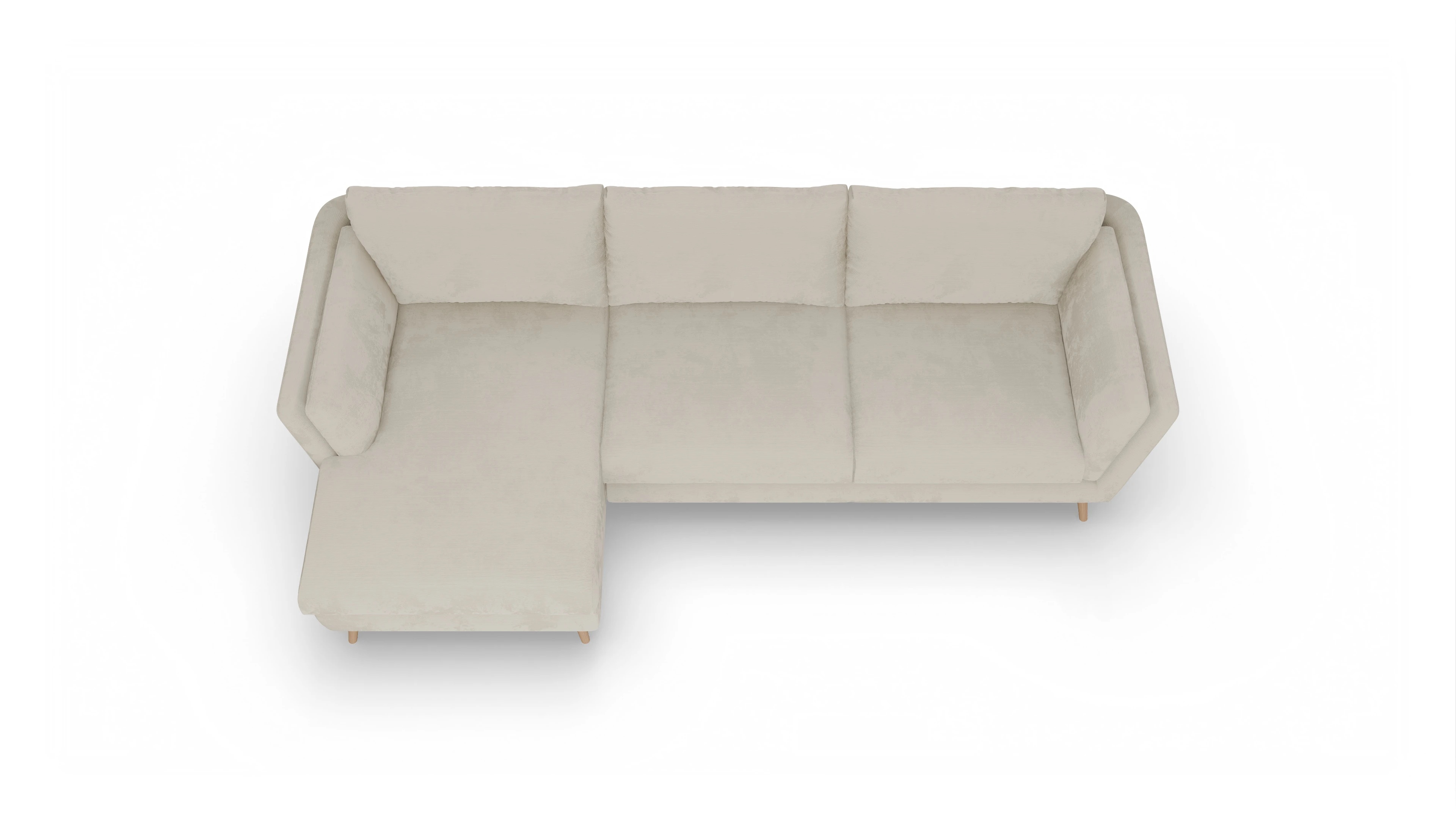 Ansicht des Produktes Sira Sofa mit Ottomane links in Cord weiß