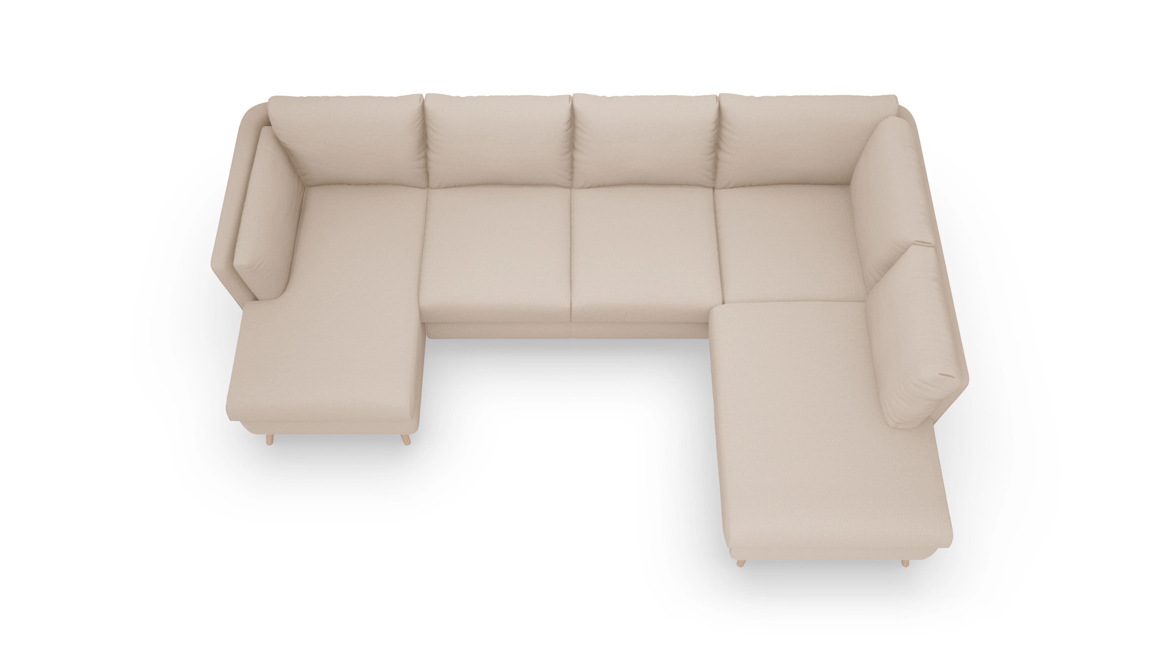 Sira Hussensofa Ansicht des Produktes Sira U-Form rechts in Stoff beige