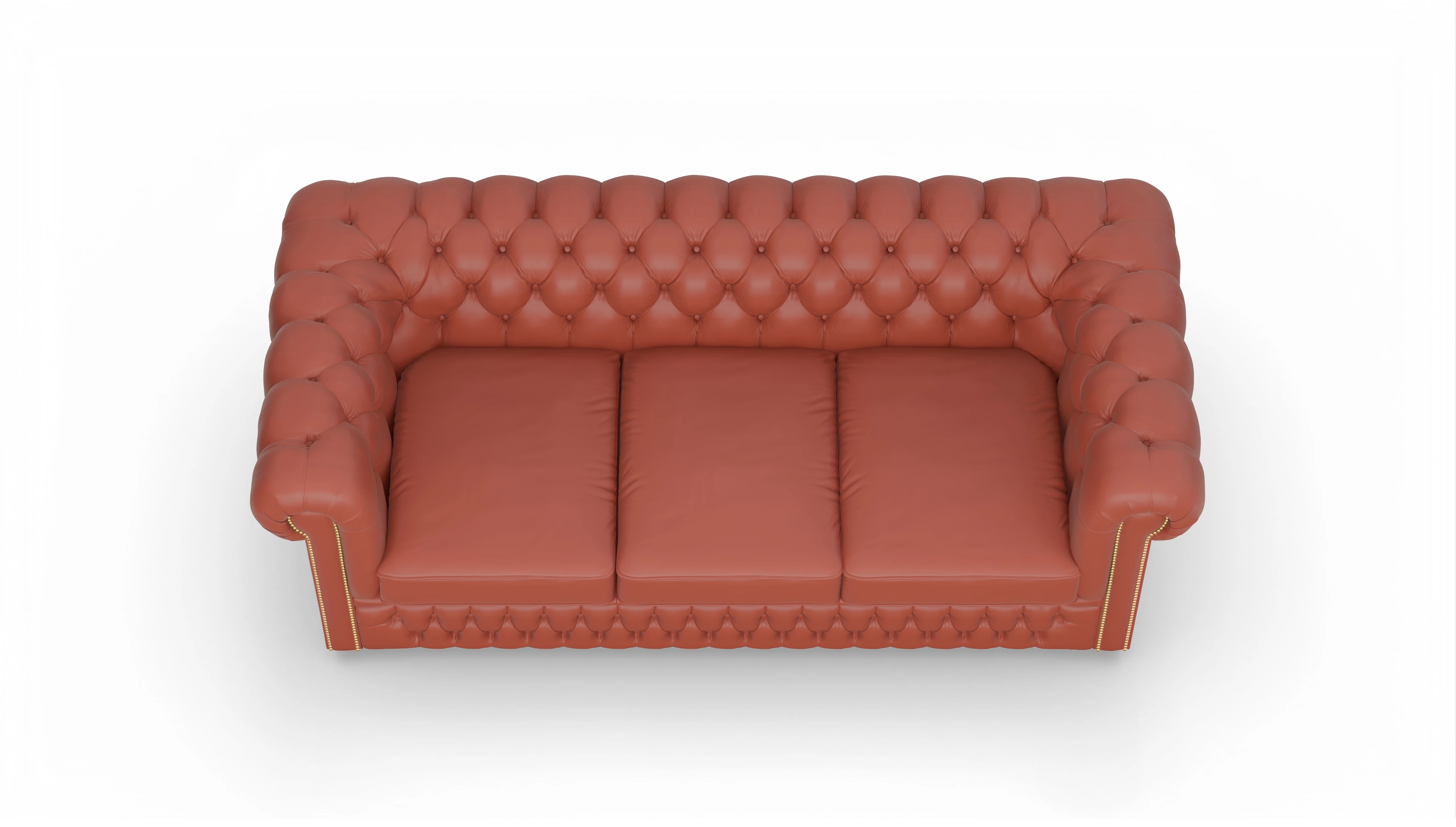 Chesterfield Sofa Islington Ansicht des Produktes Islington 3-Sitzer in Leder orange