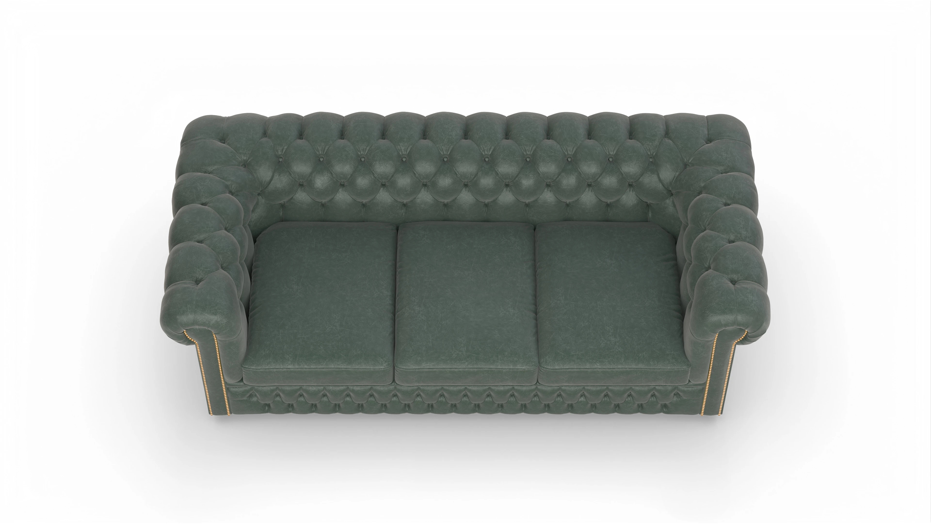 Chesterfield Sofa Islington Ansicht des Produktes Islington 3-Sitzer in Leder grün