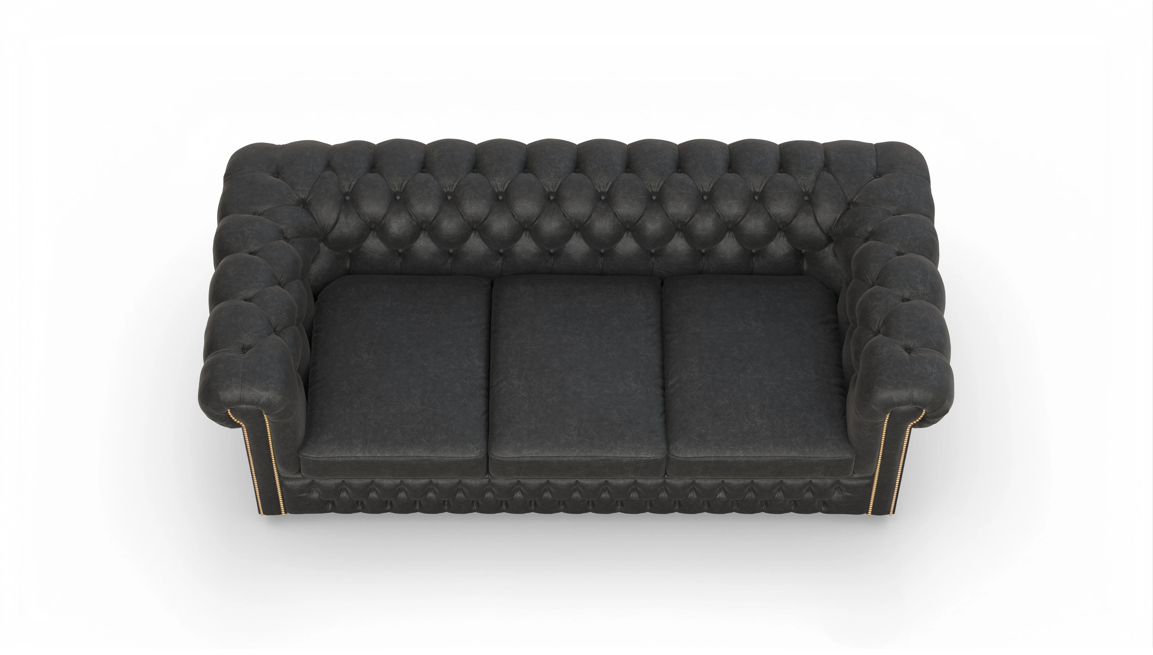 Chesterfield Sofa Islington Ansicht des Produktes Islington 3-Sitzer in Leder schwarz