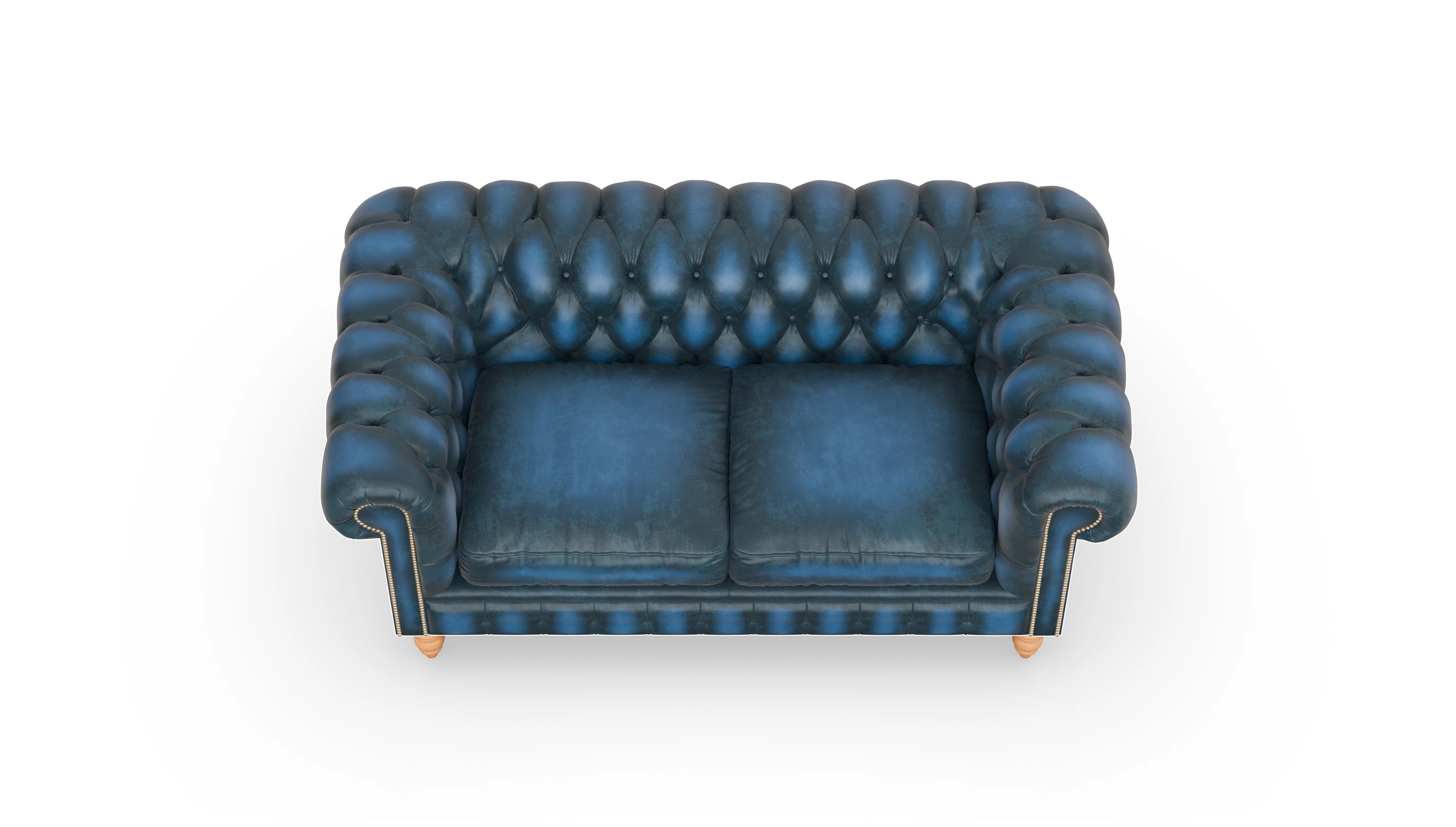 Chesterfield Sofa Bennet Ansicht des Produktes Bennet 2,5-Sitzer in Leder blau