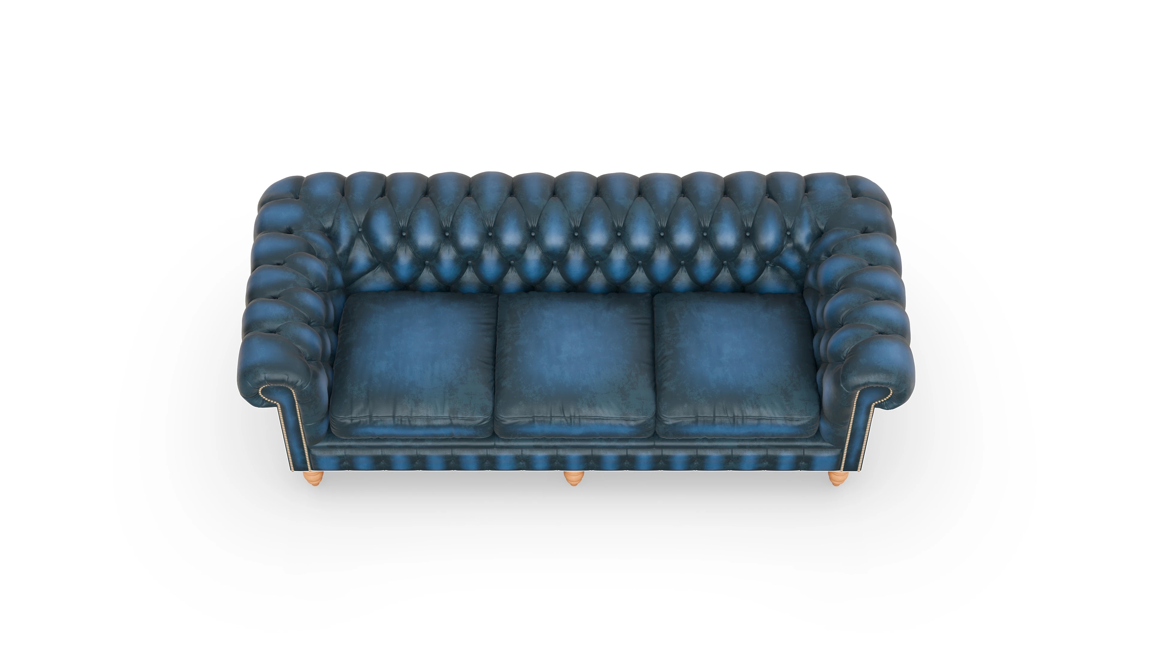Chesterfield Sofa Bennet Ansicht des Produktes Bennet 3,5-Sitzer in Leder blau