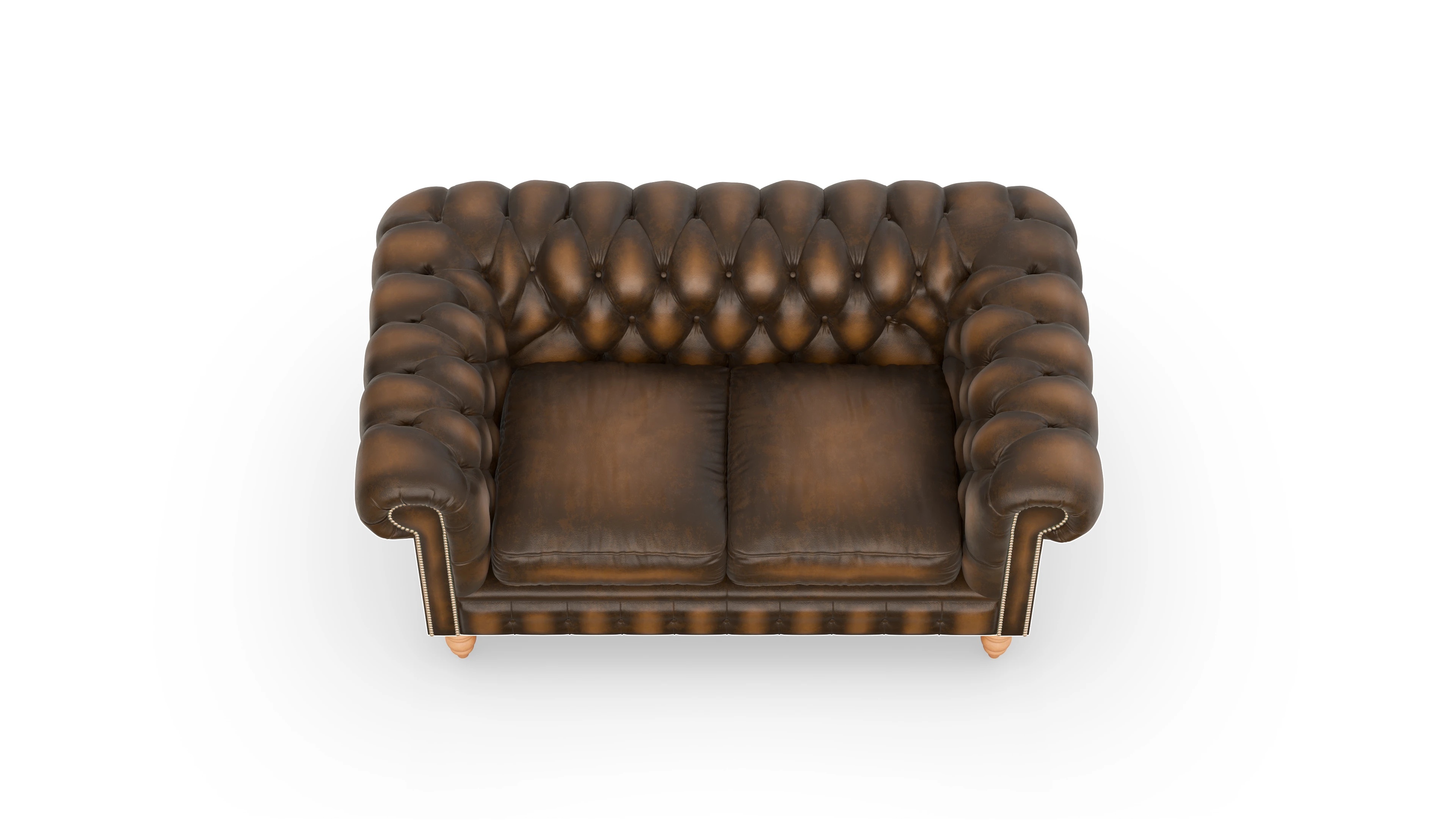 Chesterfield Sofa Bennet Ansicht des Produktes Bennet 2-Sitzer in Leder braun