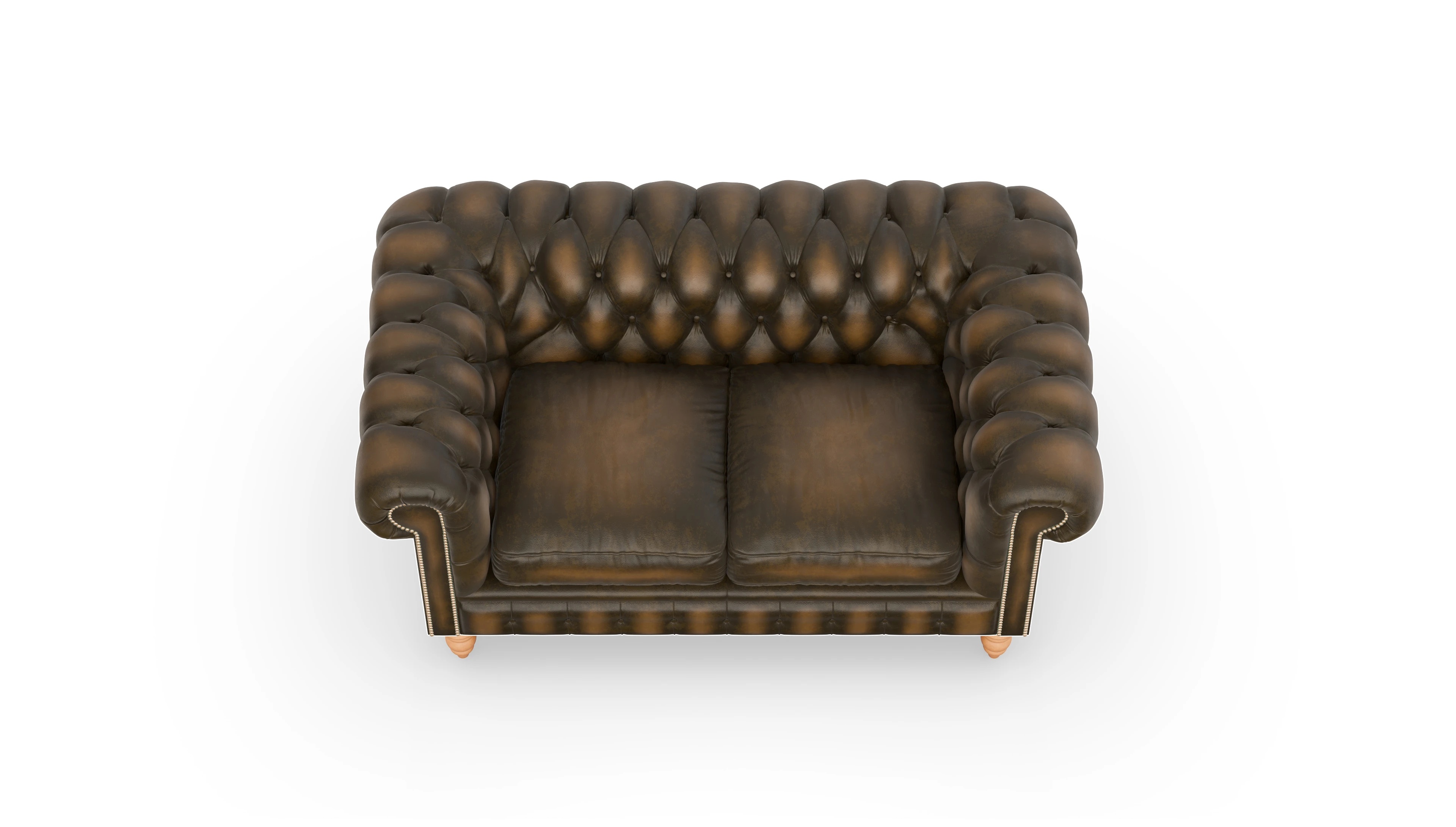 Chesterfield Sofa Bennet Ansicht des Produktes Bennet 2-Sitzer in Leder braun