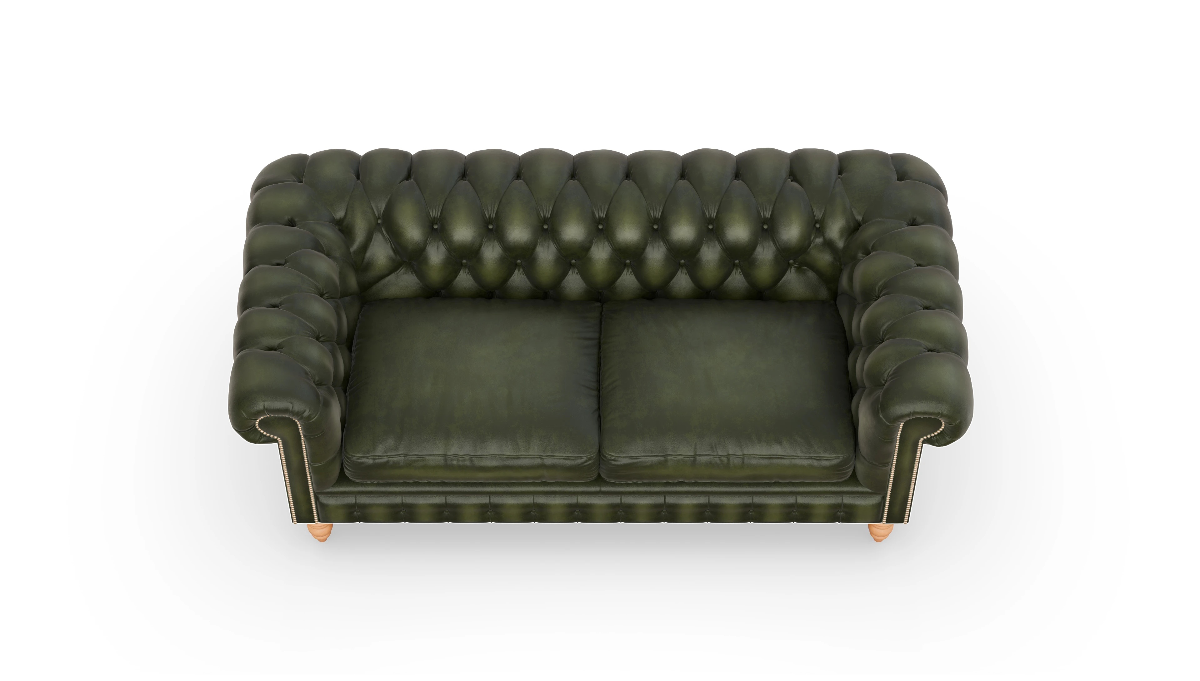 Chesterfield Sofa Bennet Ansicht des Produktes Bennet 3-Sitzer in Leder grün