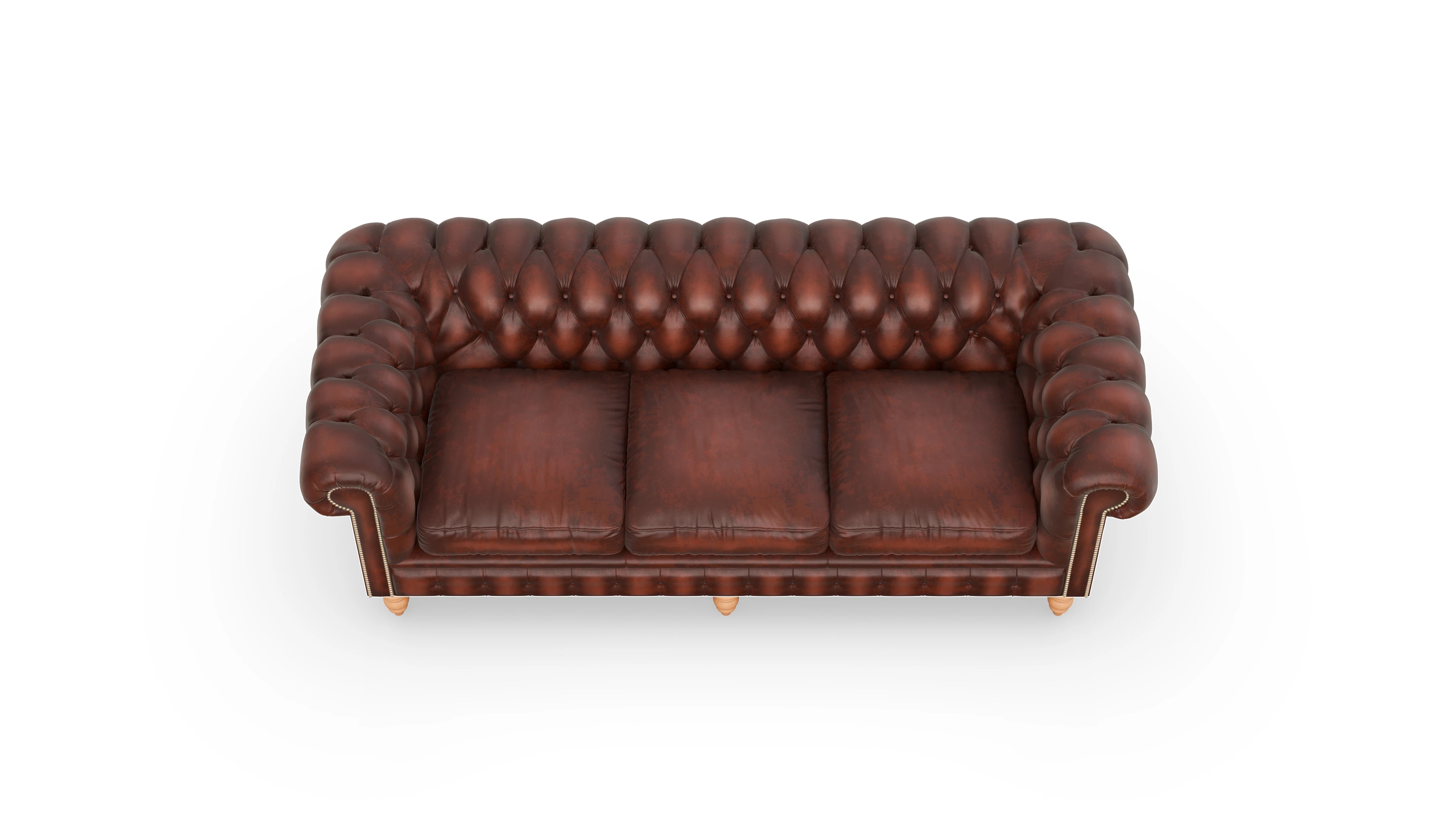 Chesterfield Sofa Bennet Ansicht des Produktes Bennet 3,5-Sitzer in Leder rot