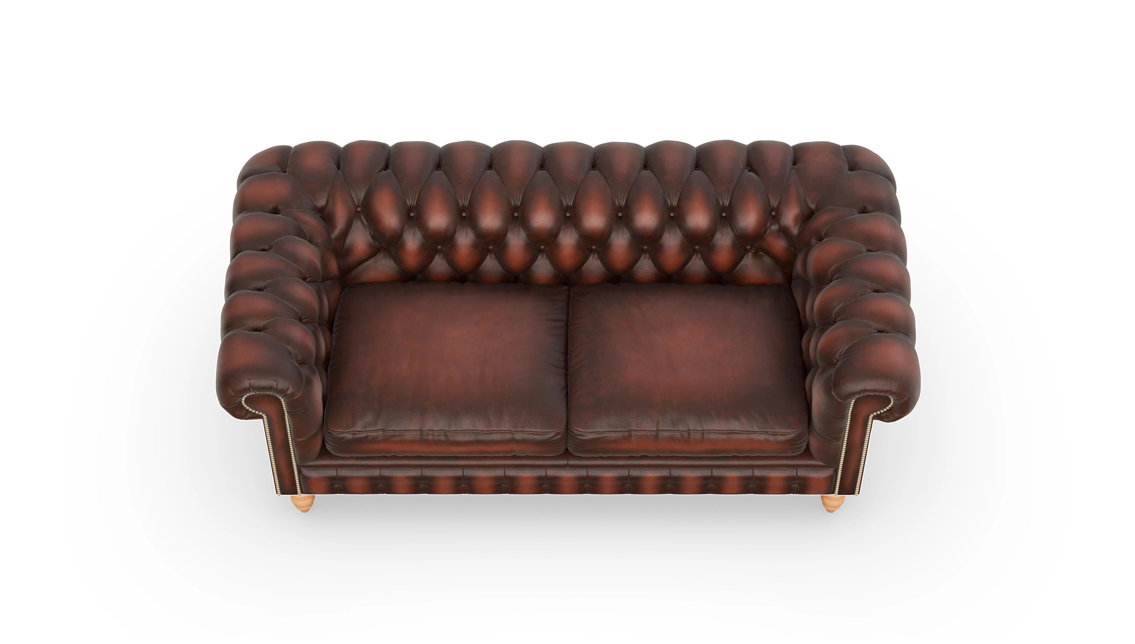 Chesterfield Sofa Bennet Ansicht des Produktes Bennet 3-Sitzer in Leder rot