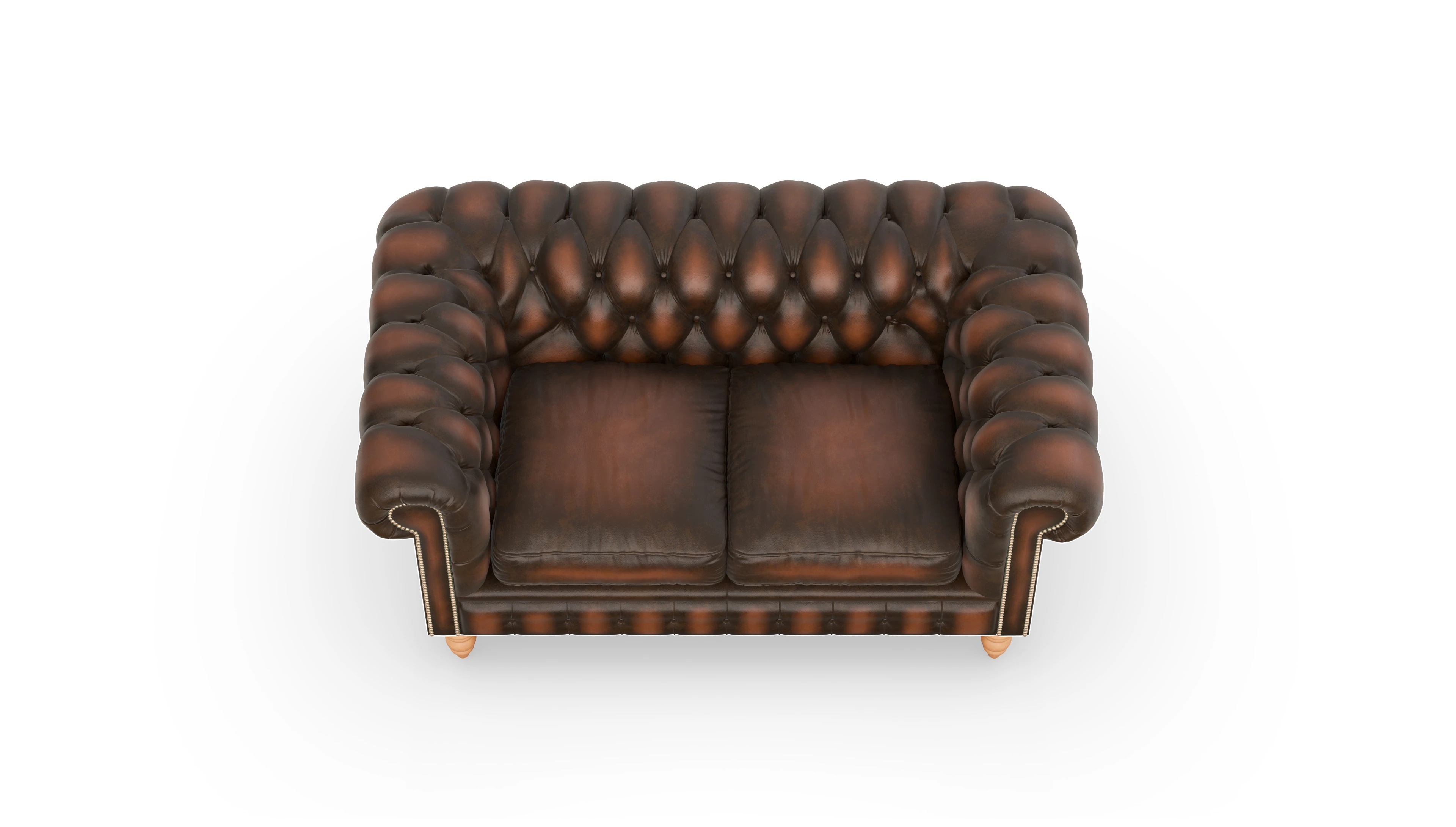 Chesterfield Sofa Bennet Ansicht des Produktes Bennet 2-Sitzer in Leder braun