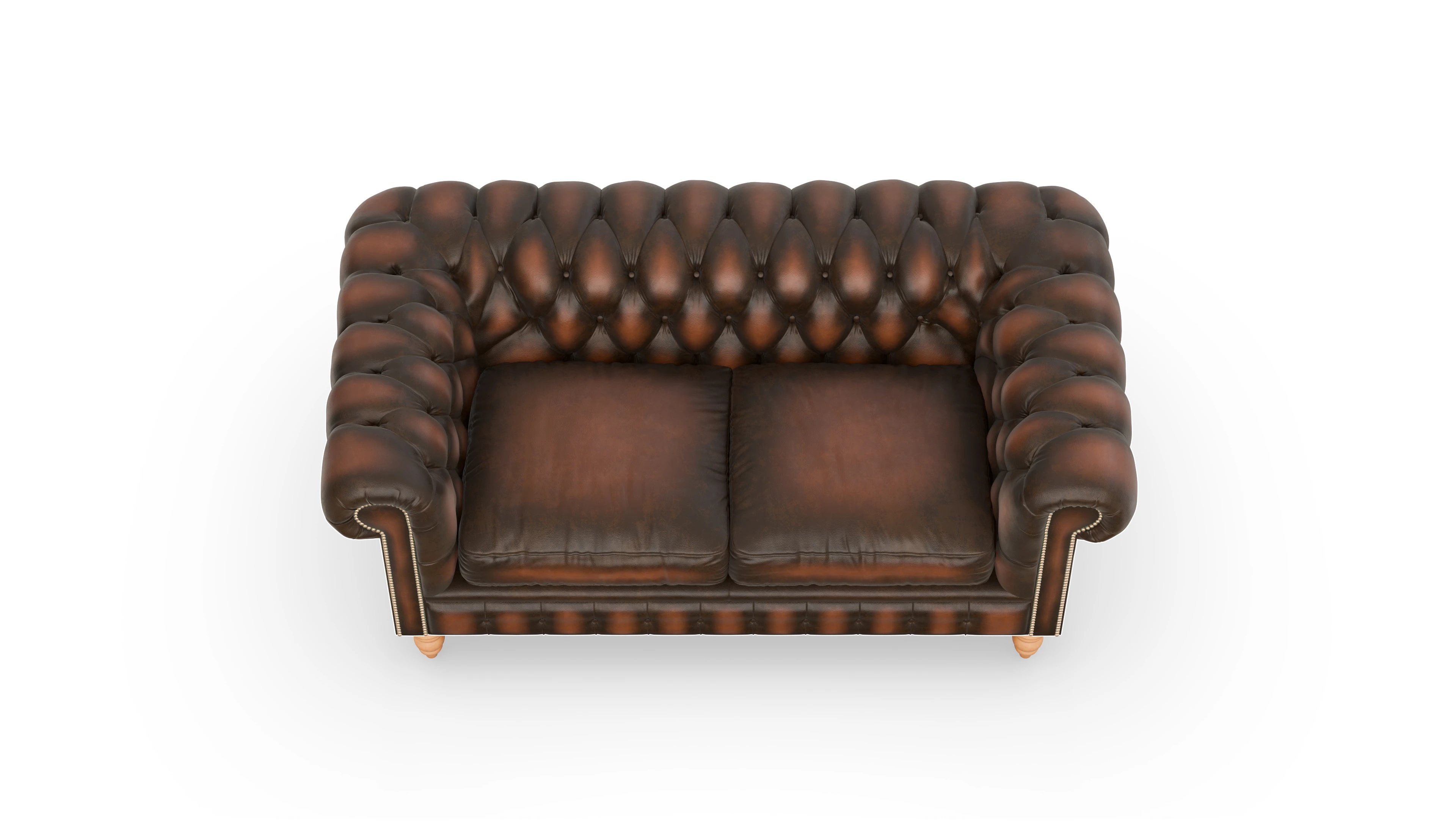 Chesterfield Sofa Bennet Ansicht des Produktes Bennet 2,5-Sitzer in Leder braun