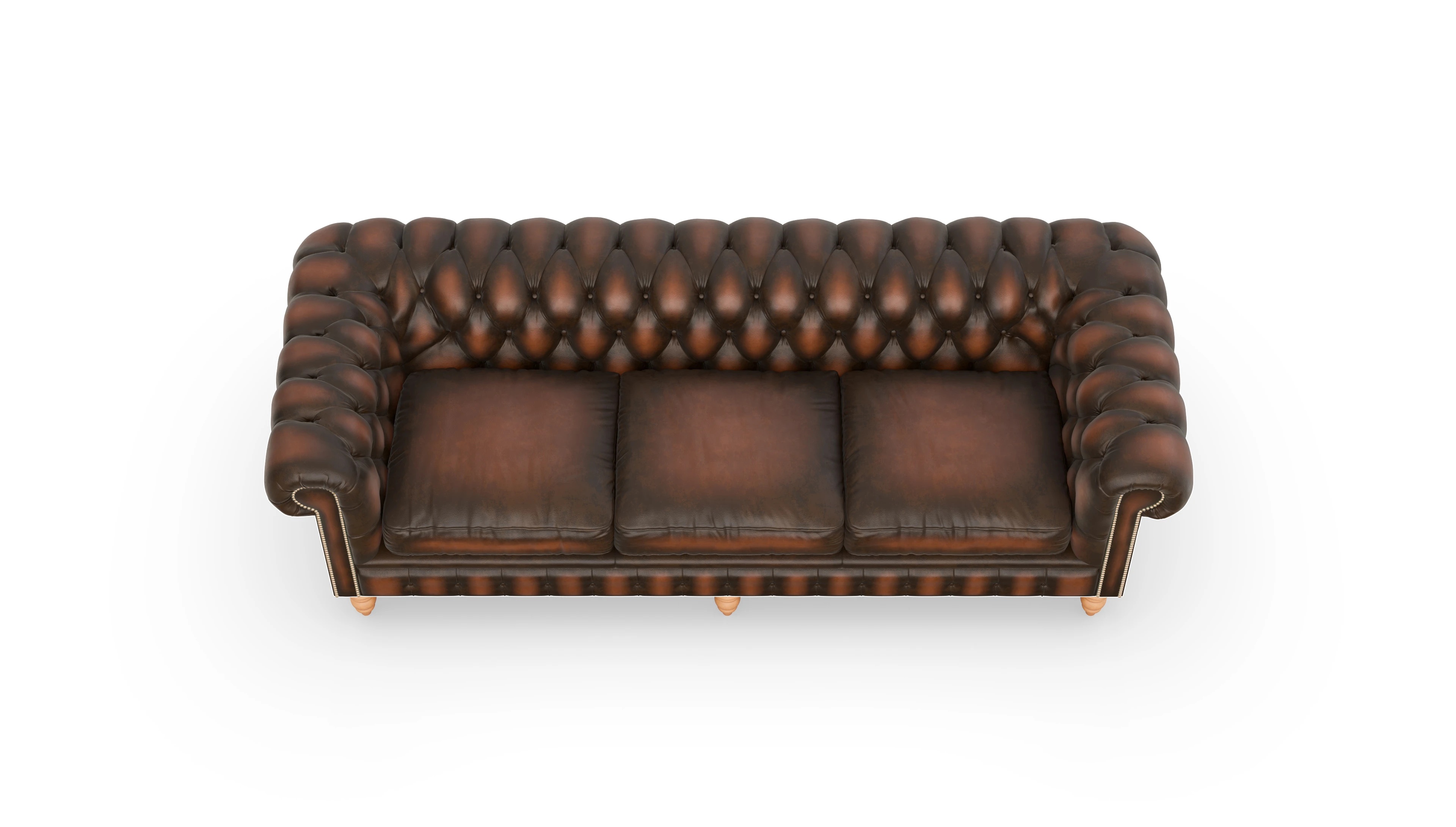 Chesterfield Sofa Bennet Ansicht des Produktes Bennet 4-Sitzer in Leder braun