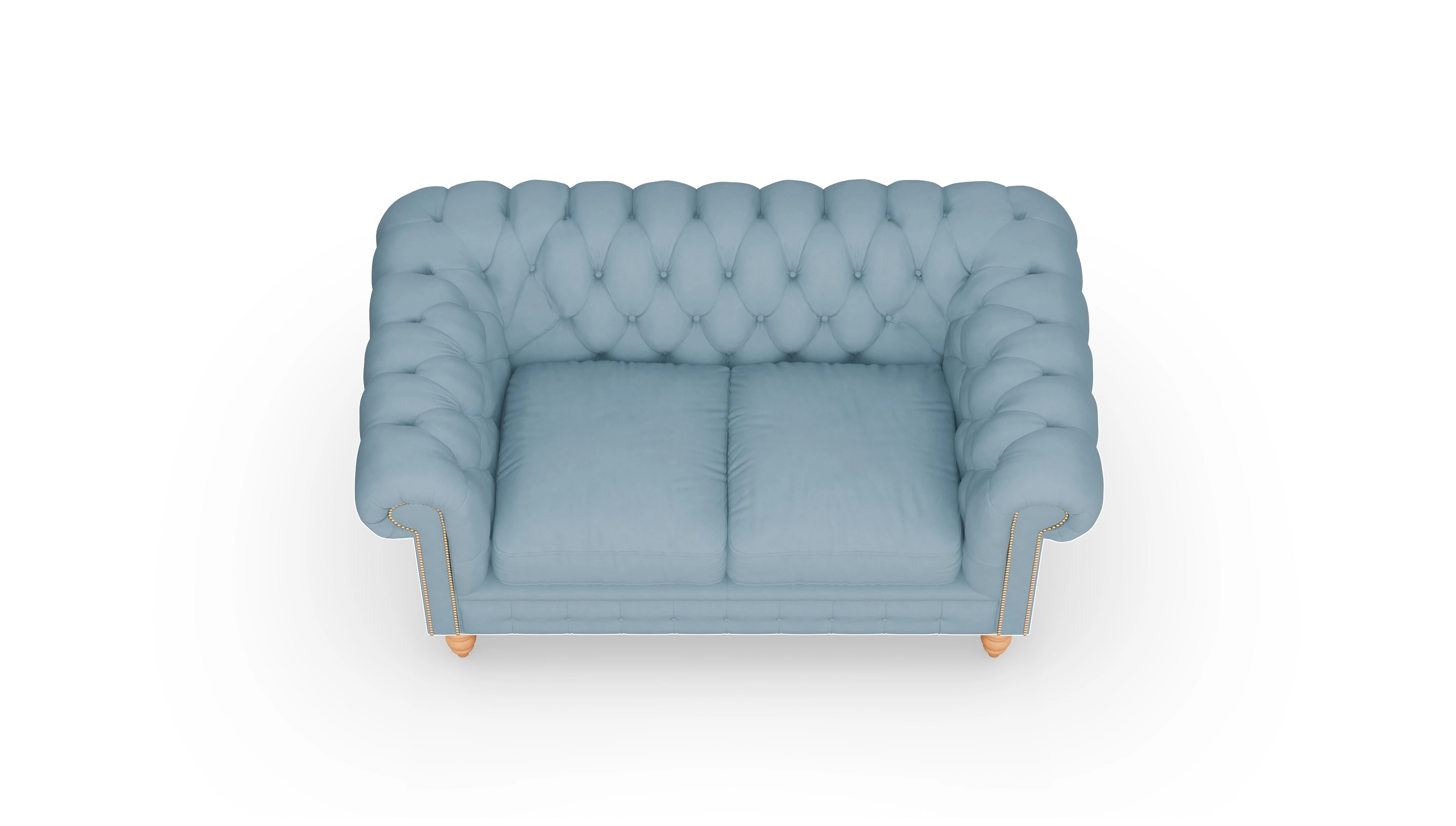 Chesterfield Sofa Bennet Ansicht des Produktes Bennet 2-Sitzer in Leder blau
