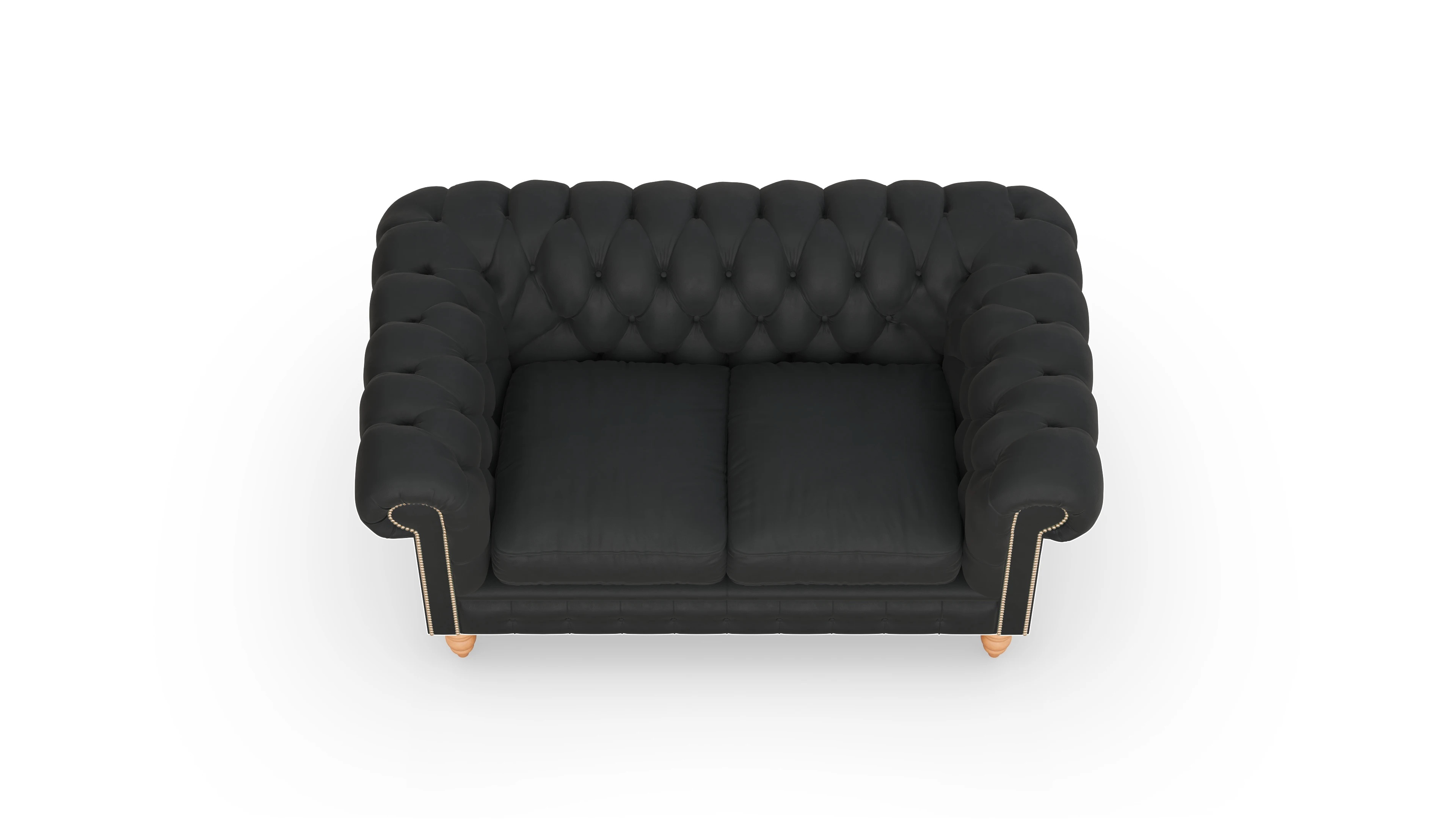 Chesterfield Sofa Bennet Ansicht des Produktes Bennet 2-Sitzer in Leder schwarz