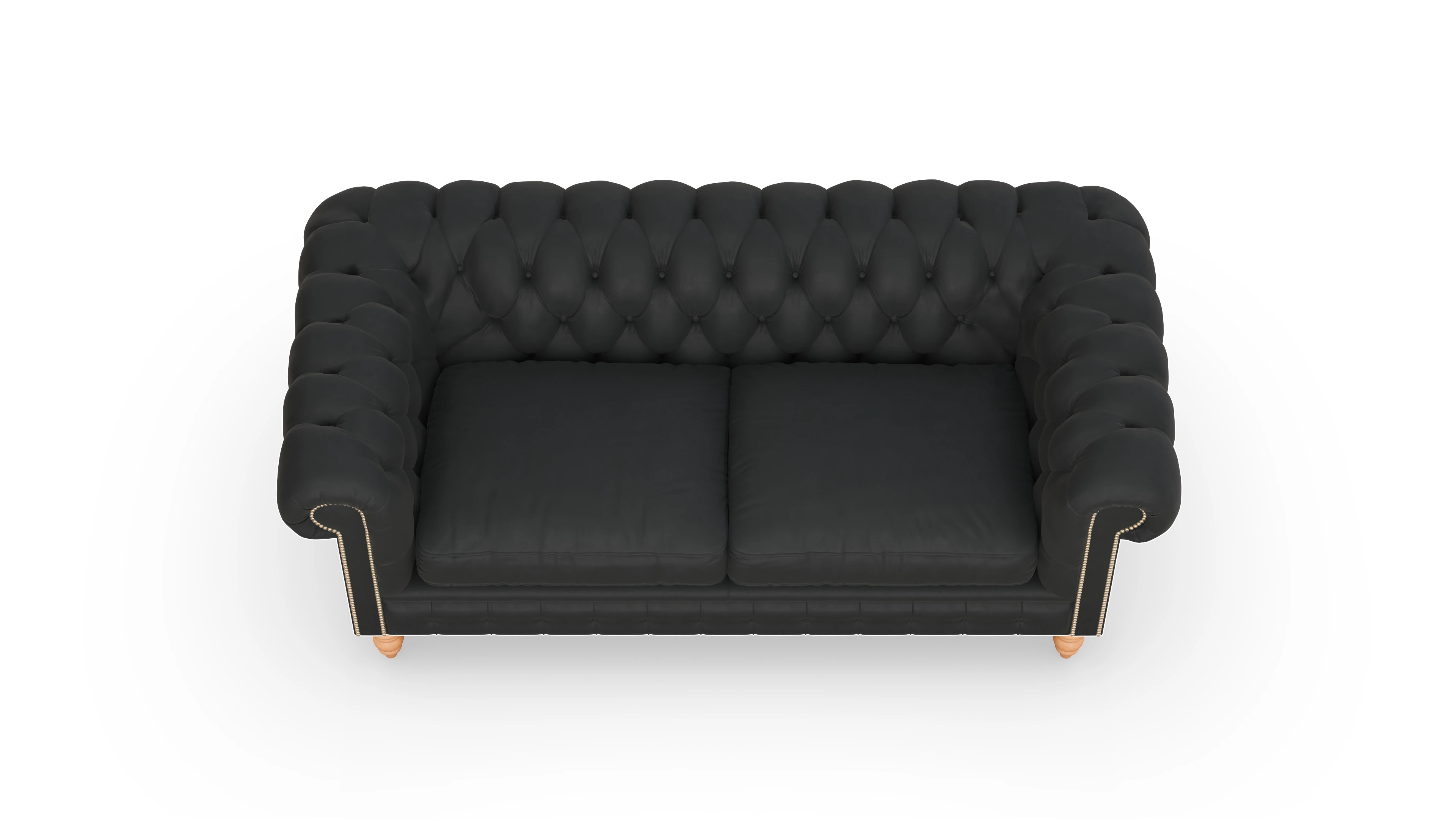 Chesterfield Sofa Bennet Ansicht des Produktes Bennet 3-Sitzer in Leder schwarz