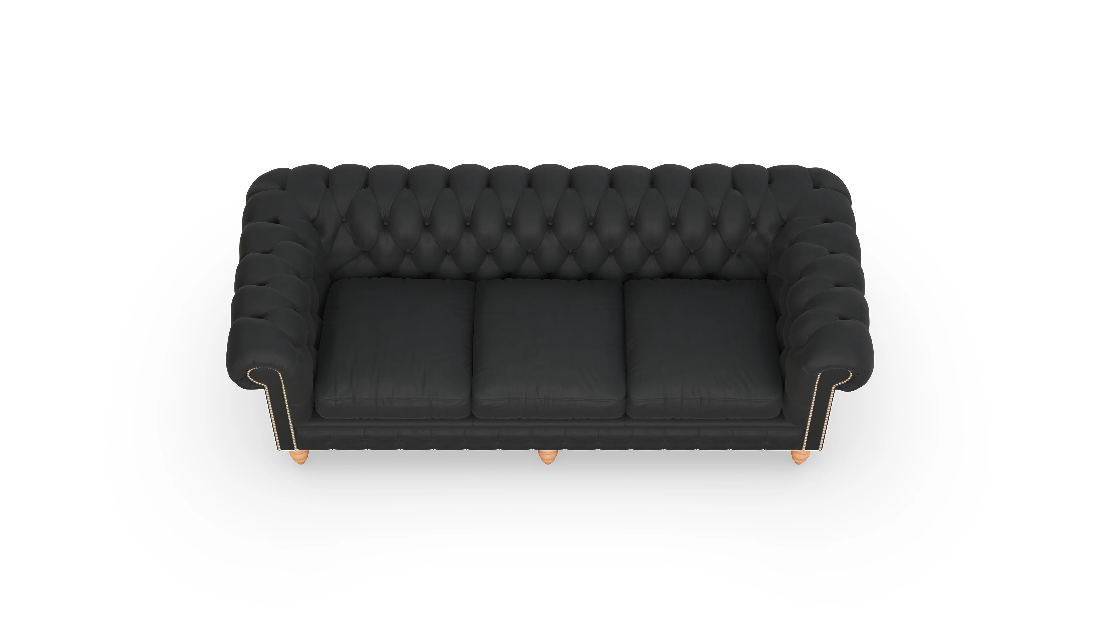 Chesterfield Sofa Bennet Ansicht des Produktes Bennet 3,5-Sitzer in Leder schwarz