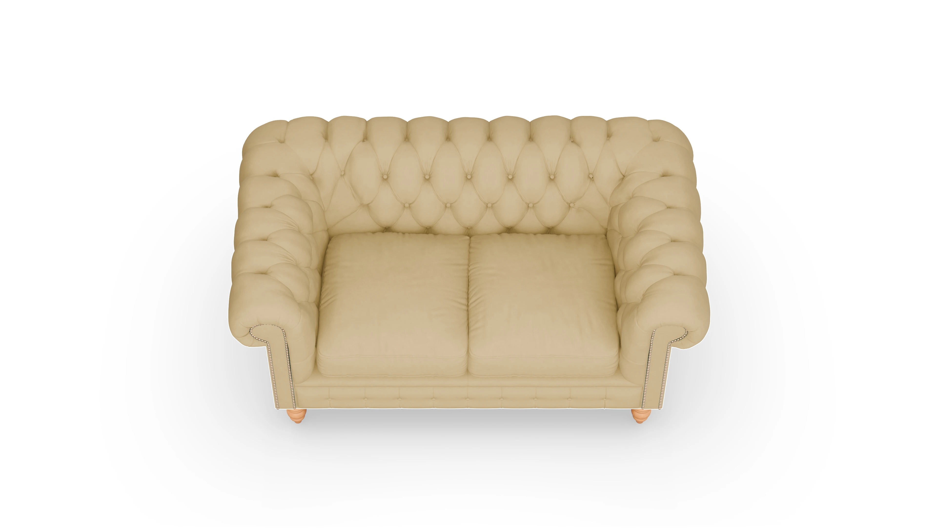 Chesterfield Sofa Bennet Ansicht des Produktes Bennet 2-Sitzer in Leder gelb