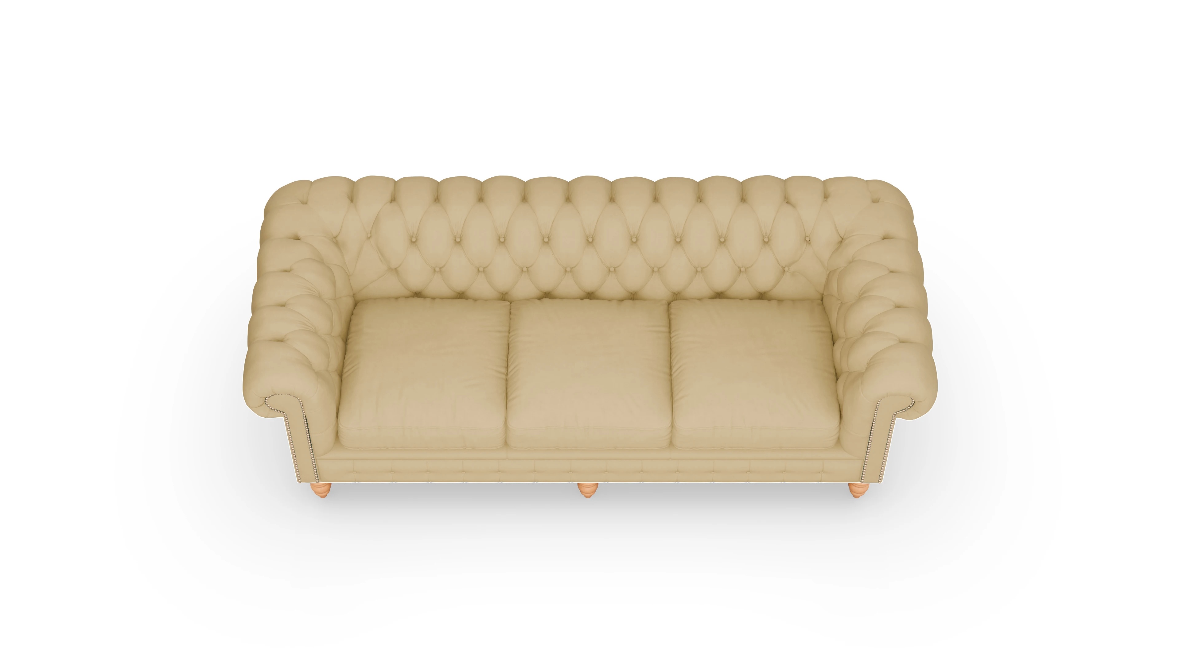 Chesterfield Sofa Bennet Ansicht des Produktes Bennet 3,5-Sitzer in Leder gelb