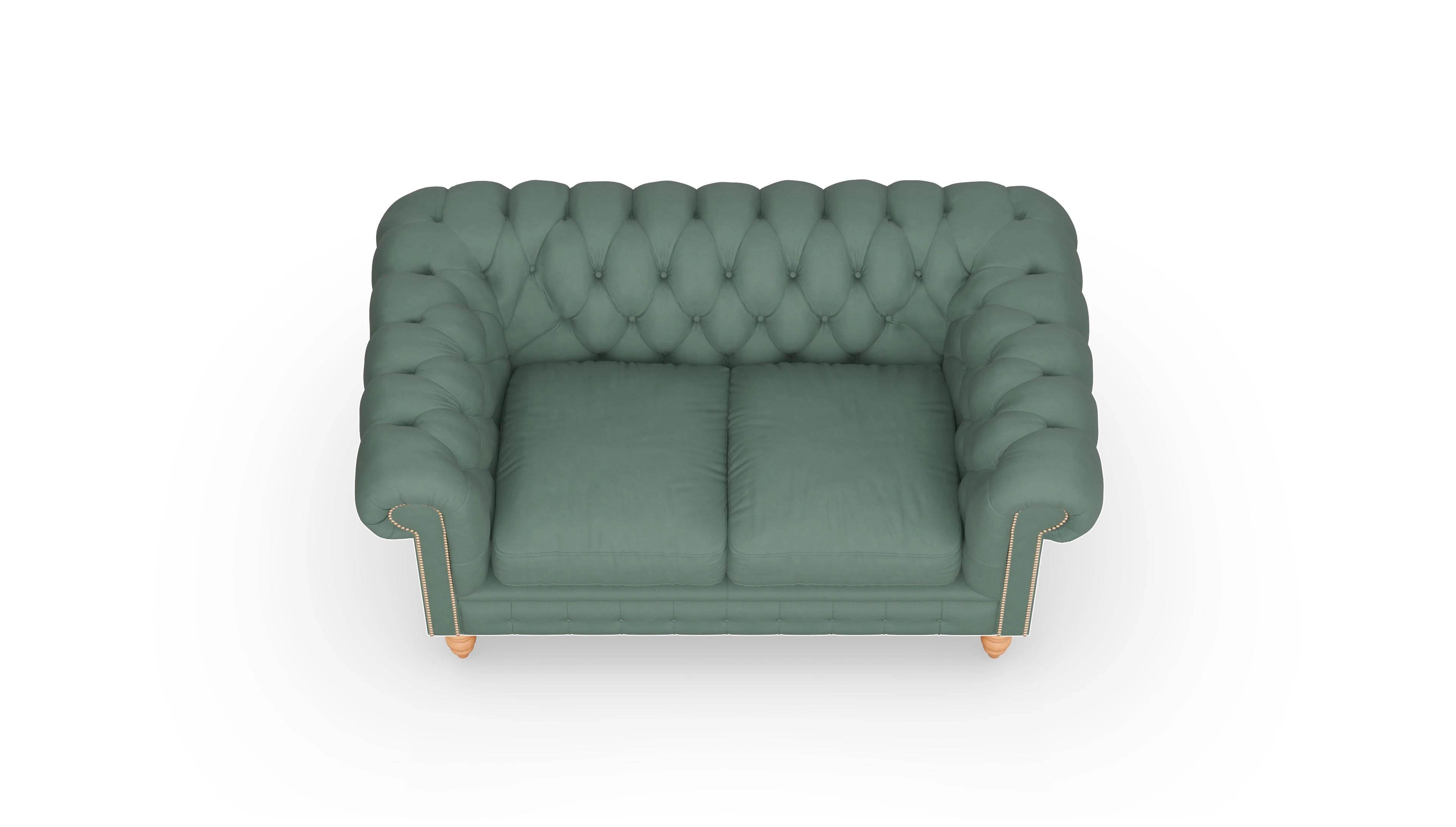 Chesterfield Sofa Bennet Ansicht des Produktes Bennet 2-Sitzer in Leder grün