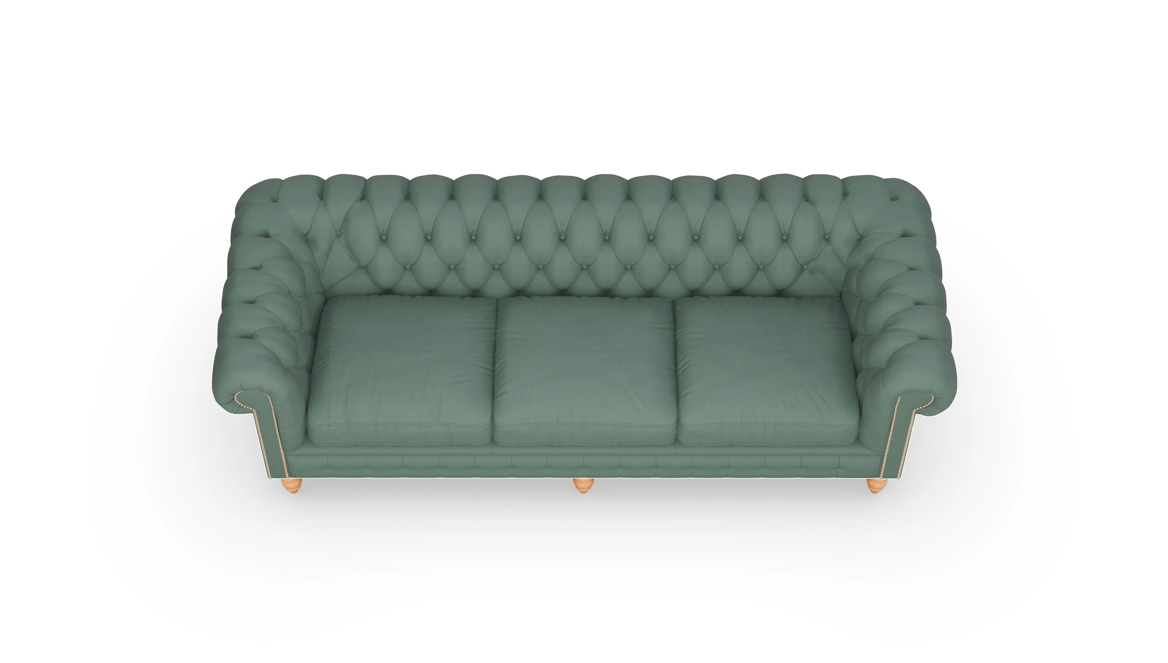 Chesterfield Sofa Bennet Ansicht des Produktes Bennet 4-Sitzer in Leder grün
