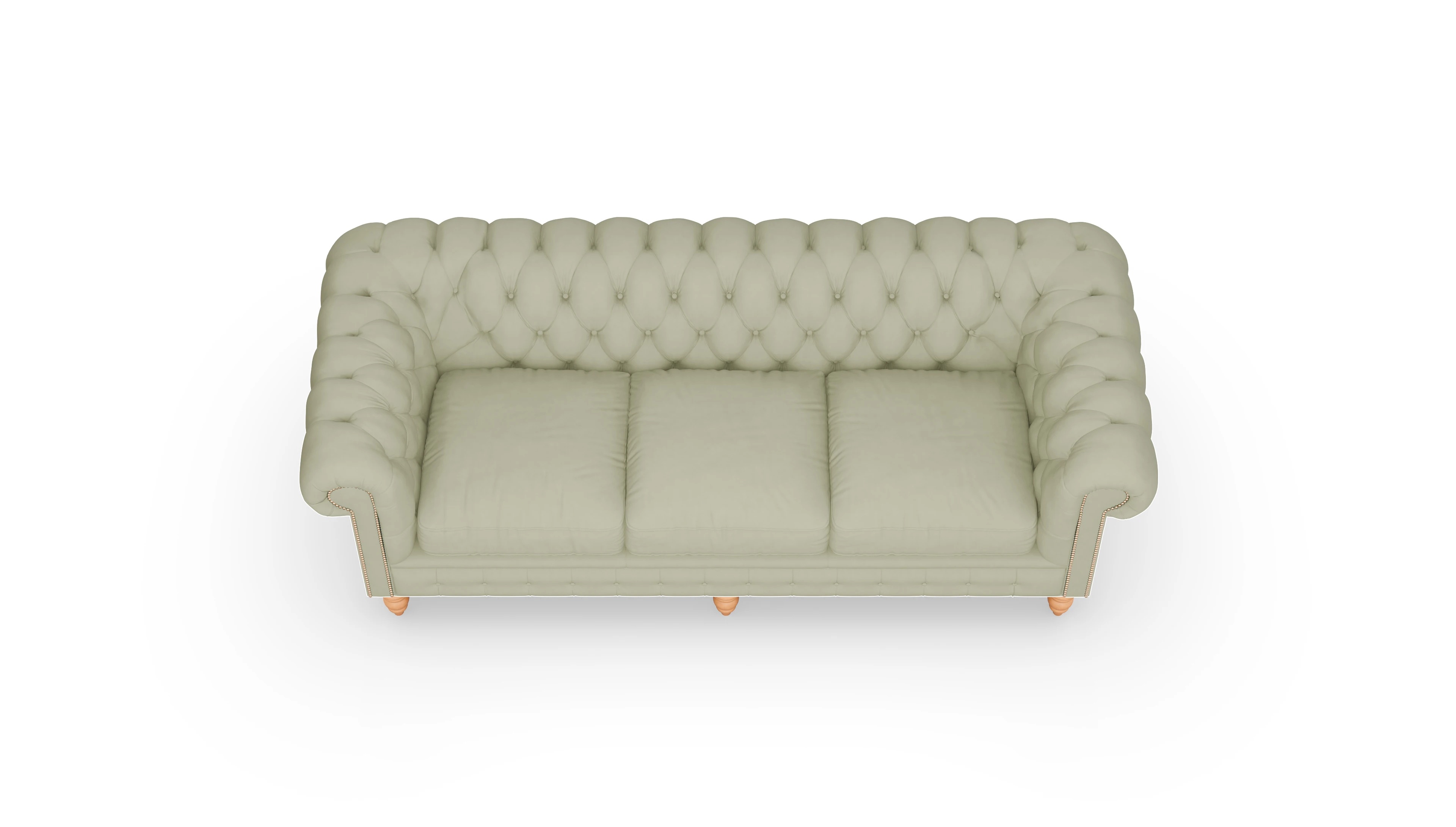 Chesterfield Sofa Bennet Ansicht des Produktes Bennet 3,5-Sitzer in Leder grün