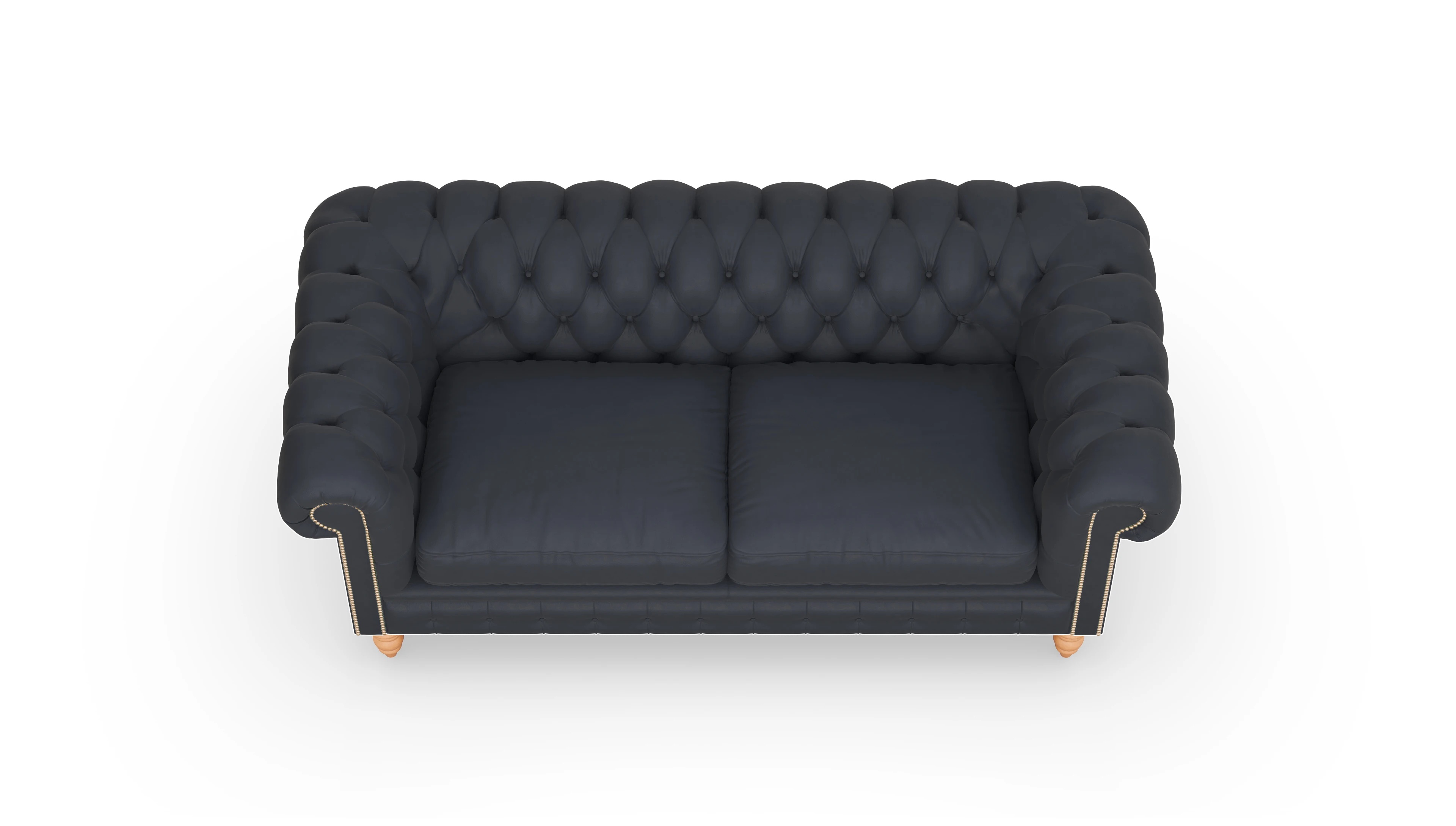 Chesterfield Sofa Bennet Ansicht des Produktes Bennet 3-Sitzer in Leder blau