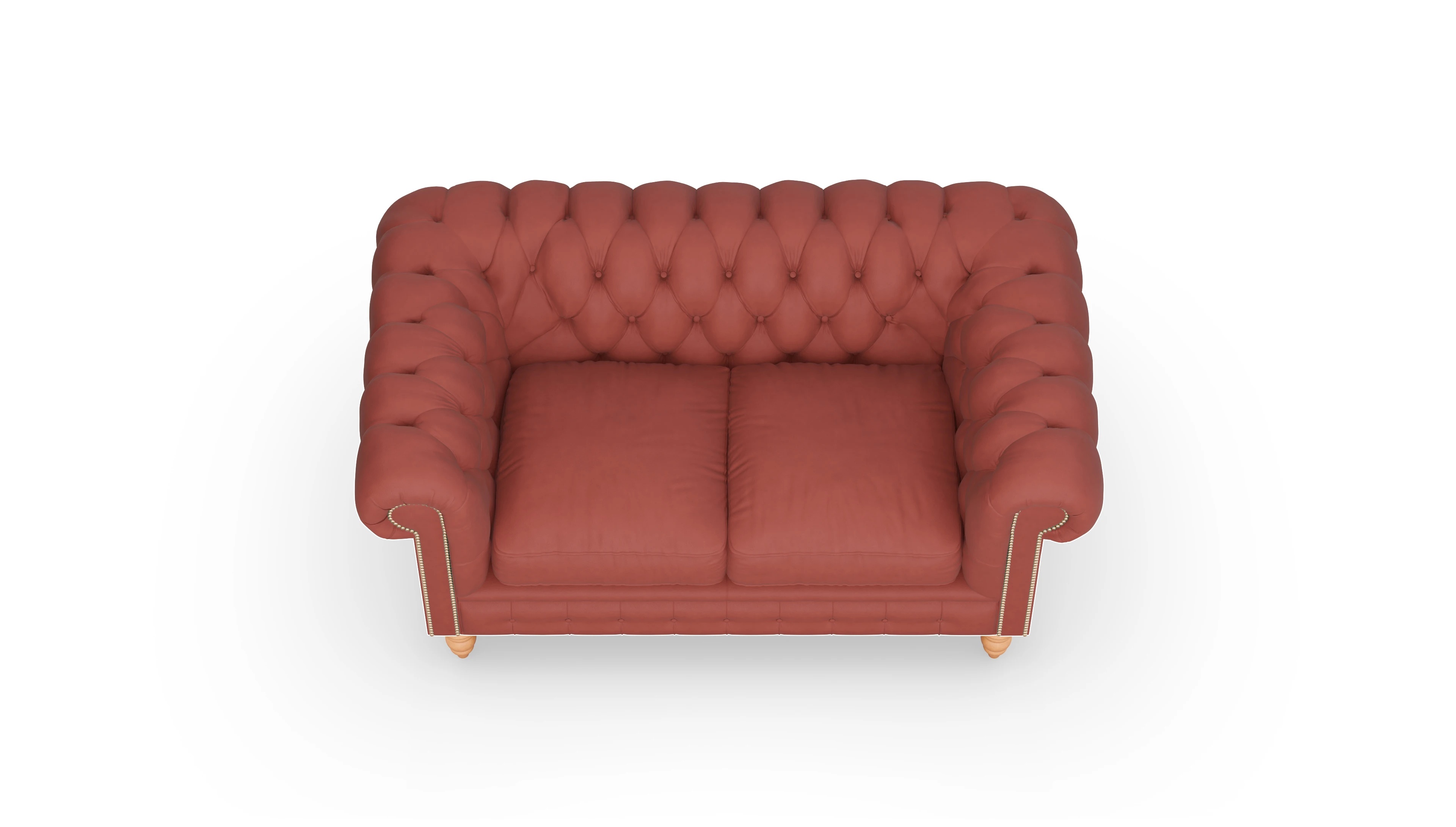 Chesterfield Sofa Bennet Ansicht des Produktes Bennet 2-Sitzer in Leder rot