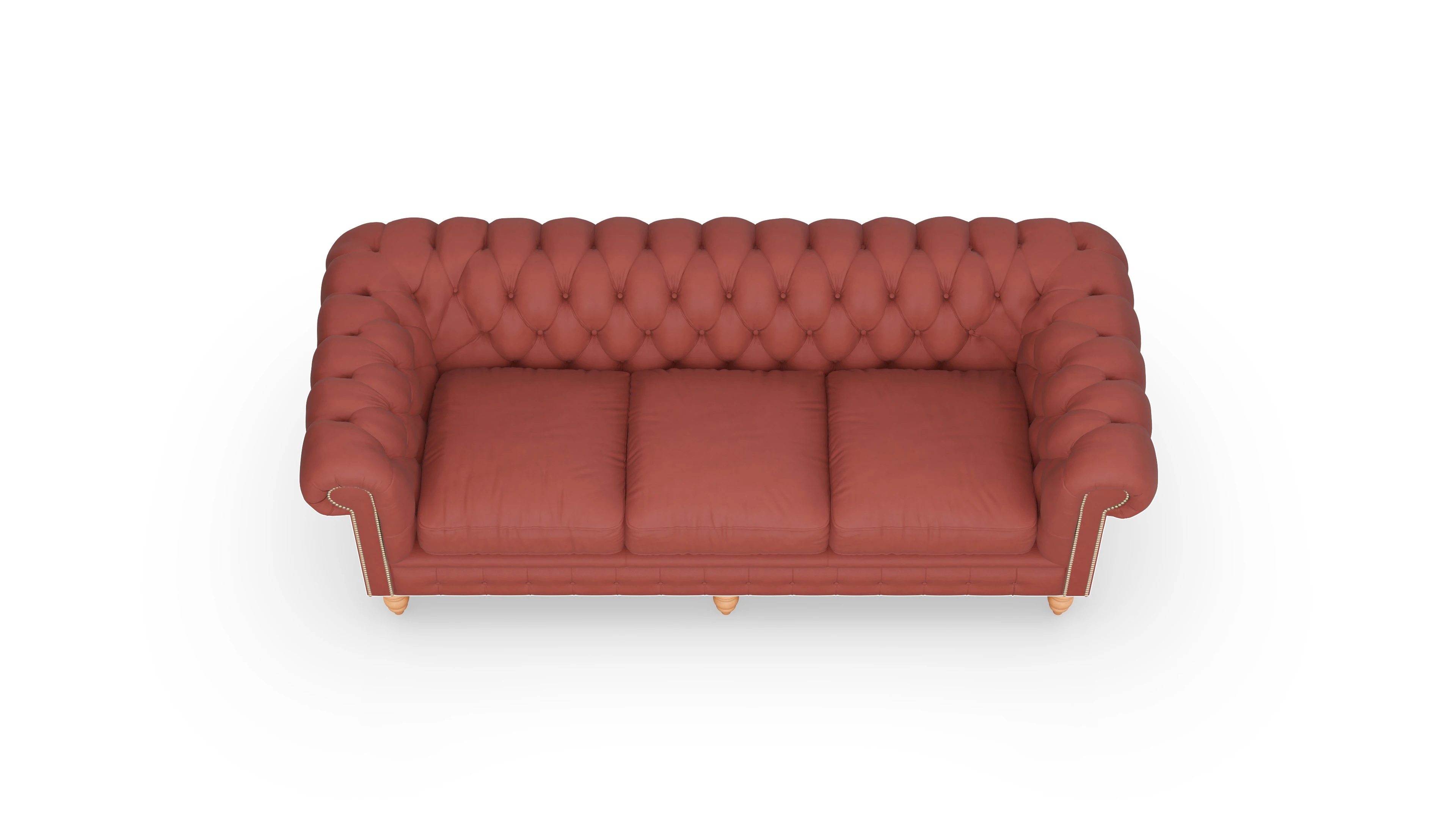 Chesterfield Sofa Bennet Ansicht des Produktes Bennet 3,5-Sitzer in Leder rot