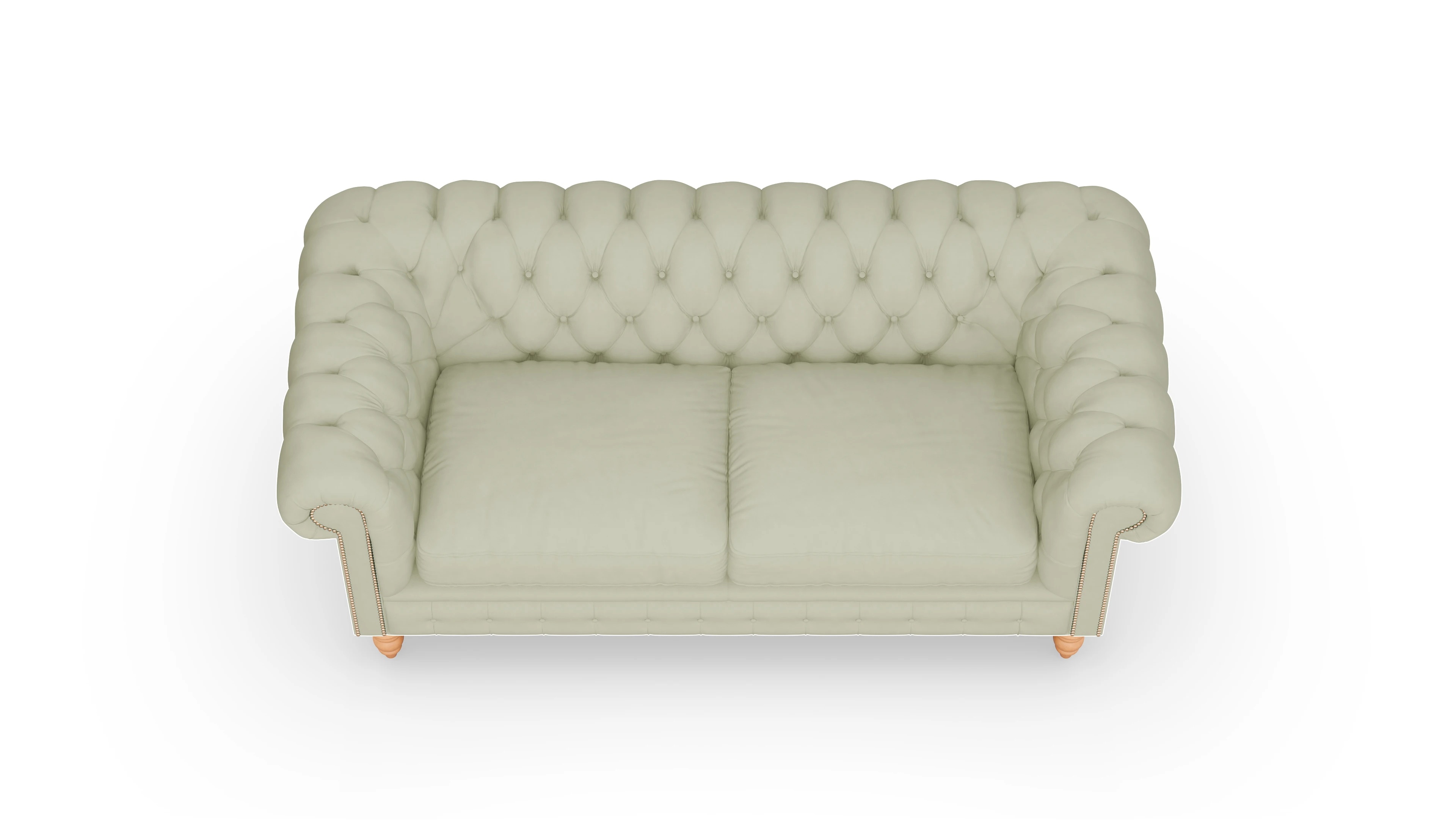 Chesterfield Sofa Bennet Ansicht des Produktes Bennet 3-Sitzer in Leder grau
